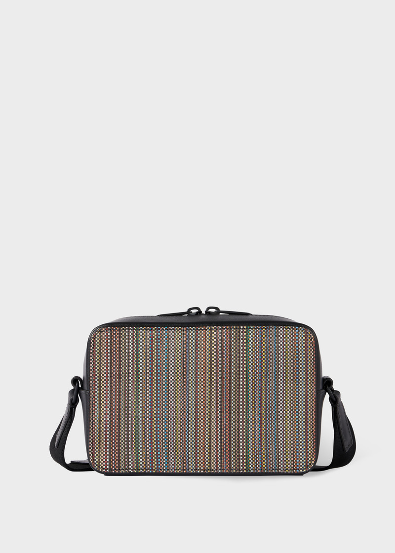 'Signature Stripe' Coated Canvas Cross Body Bag 1