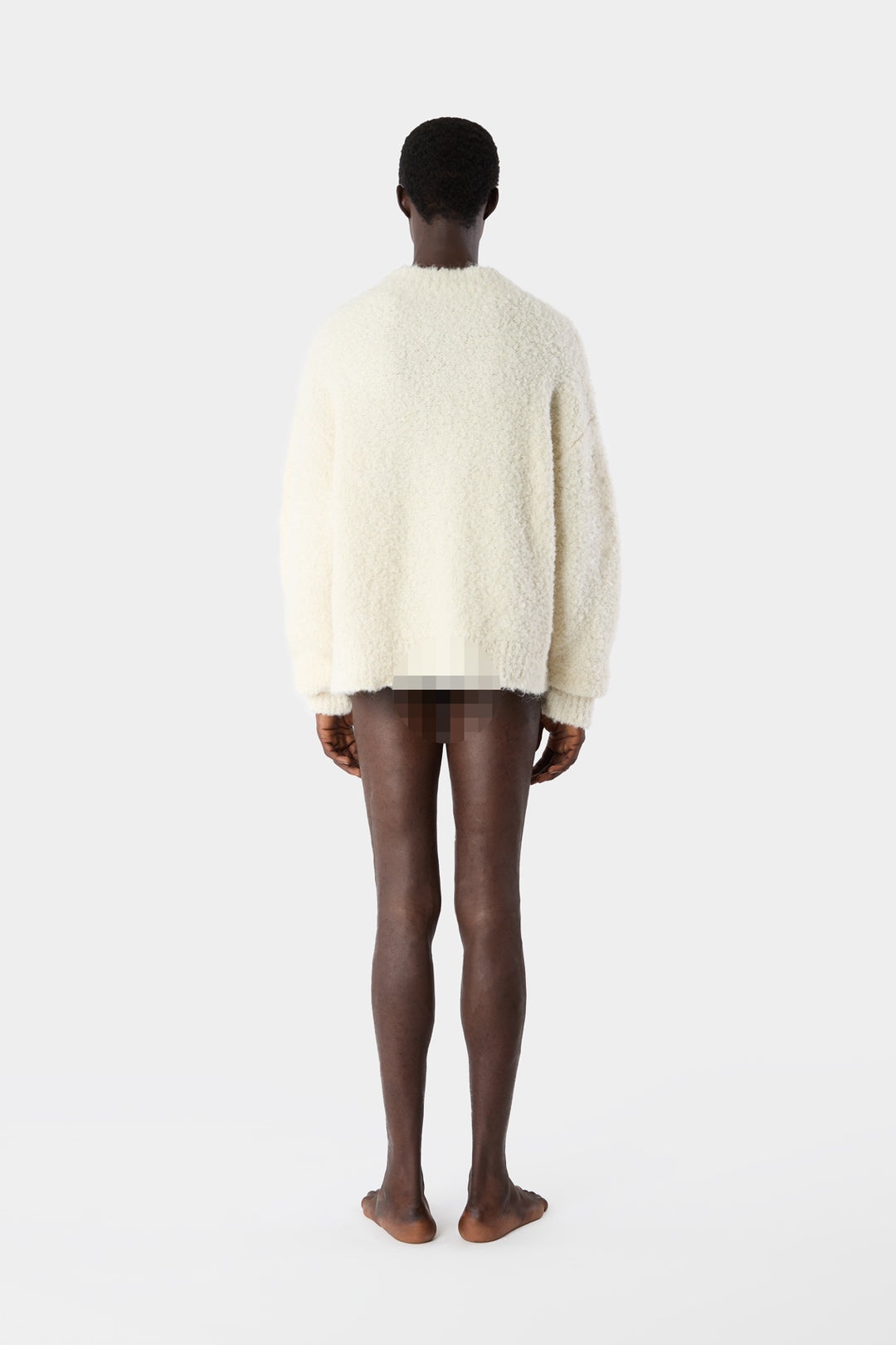 ASTRAKAN ROUND NECK SWEATER / cream - 7