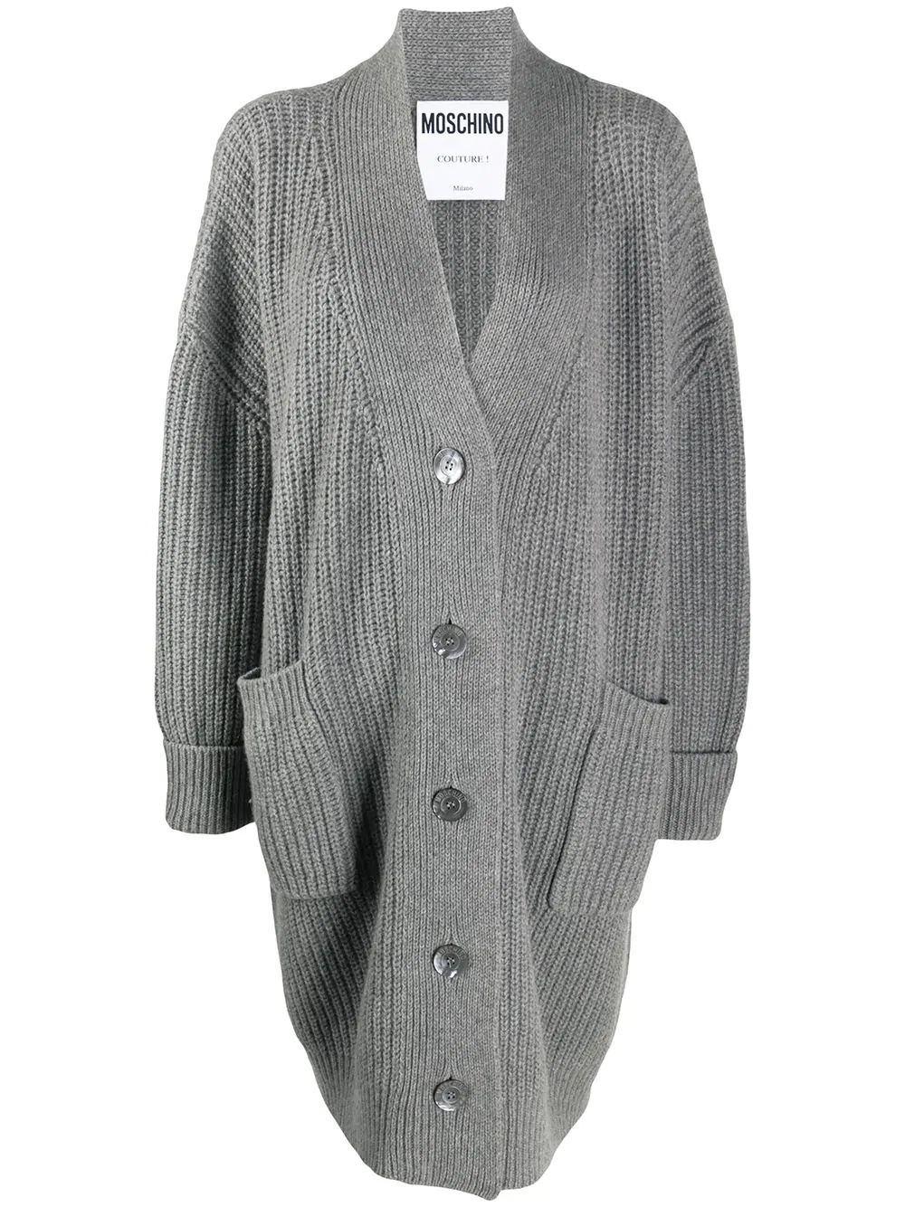 ribbed mid-length cardigan - 1