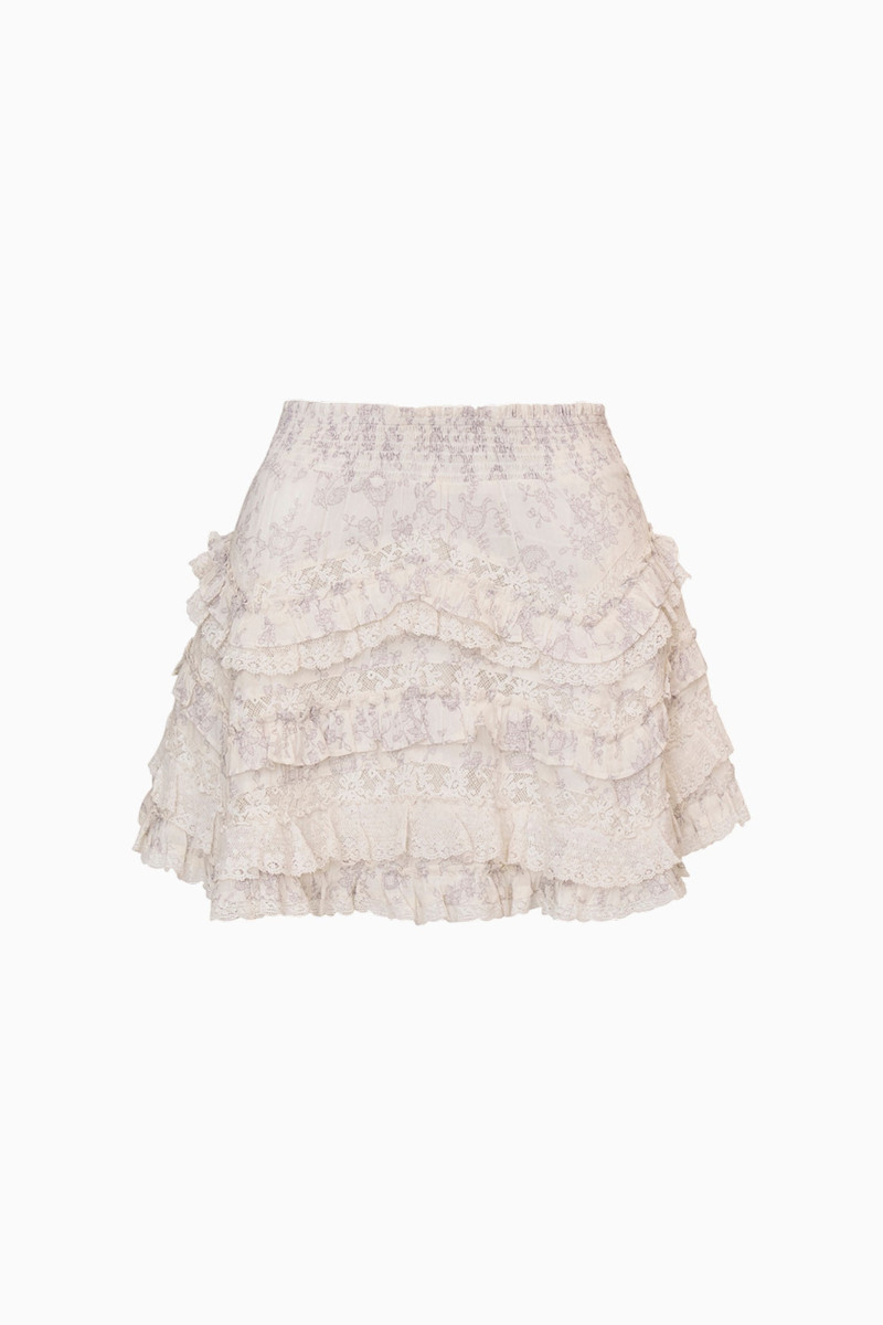 Serevina Lace Printed Cotton Mini Skirt 1