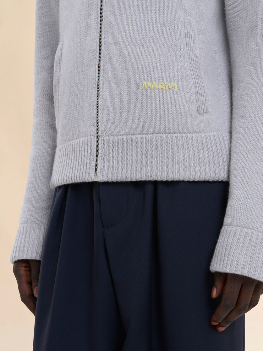 GREY WOOL-CASHMERE CARDIGAN WITH MARNI MENDING - 5