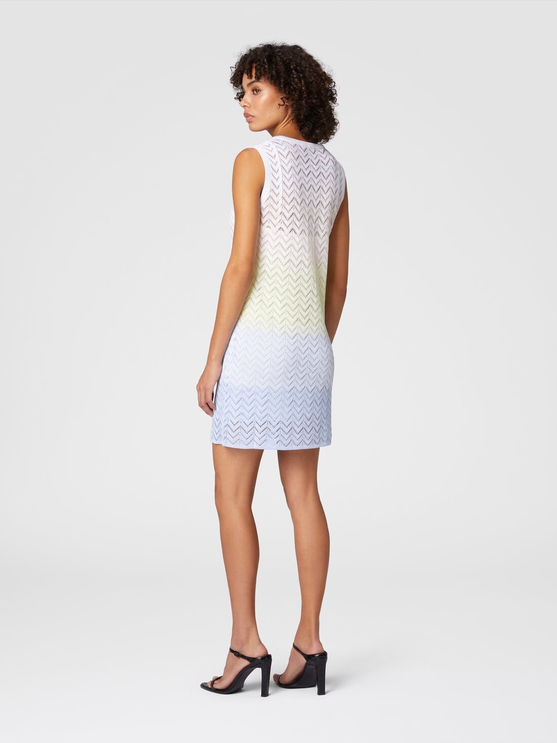 Gradient chevron viscose V-neck mini-dress - 3