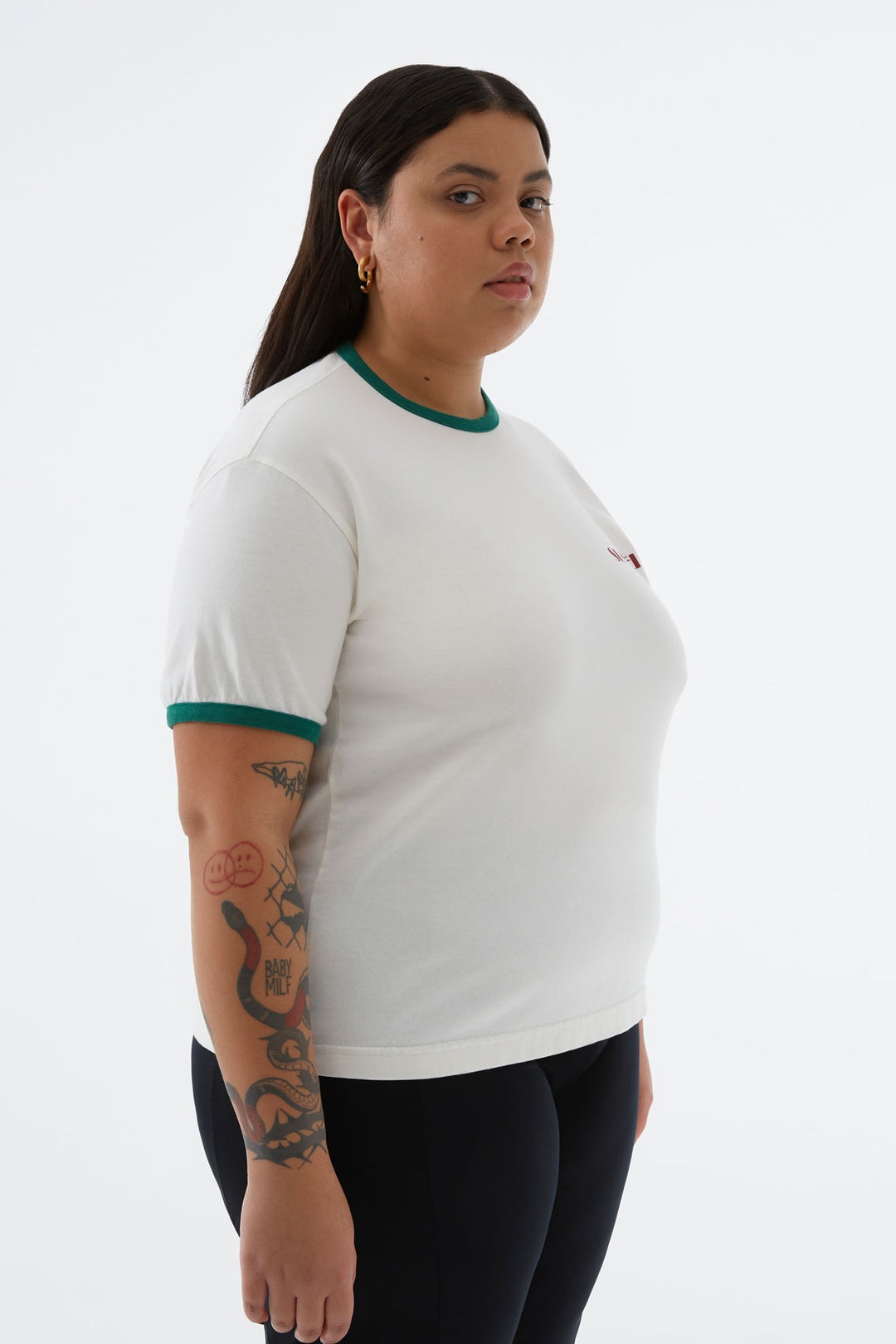 WHITE T-SHIRT WITH BORDEAUX MINI LOGO - 2