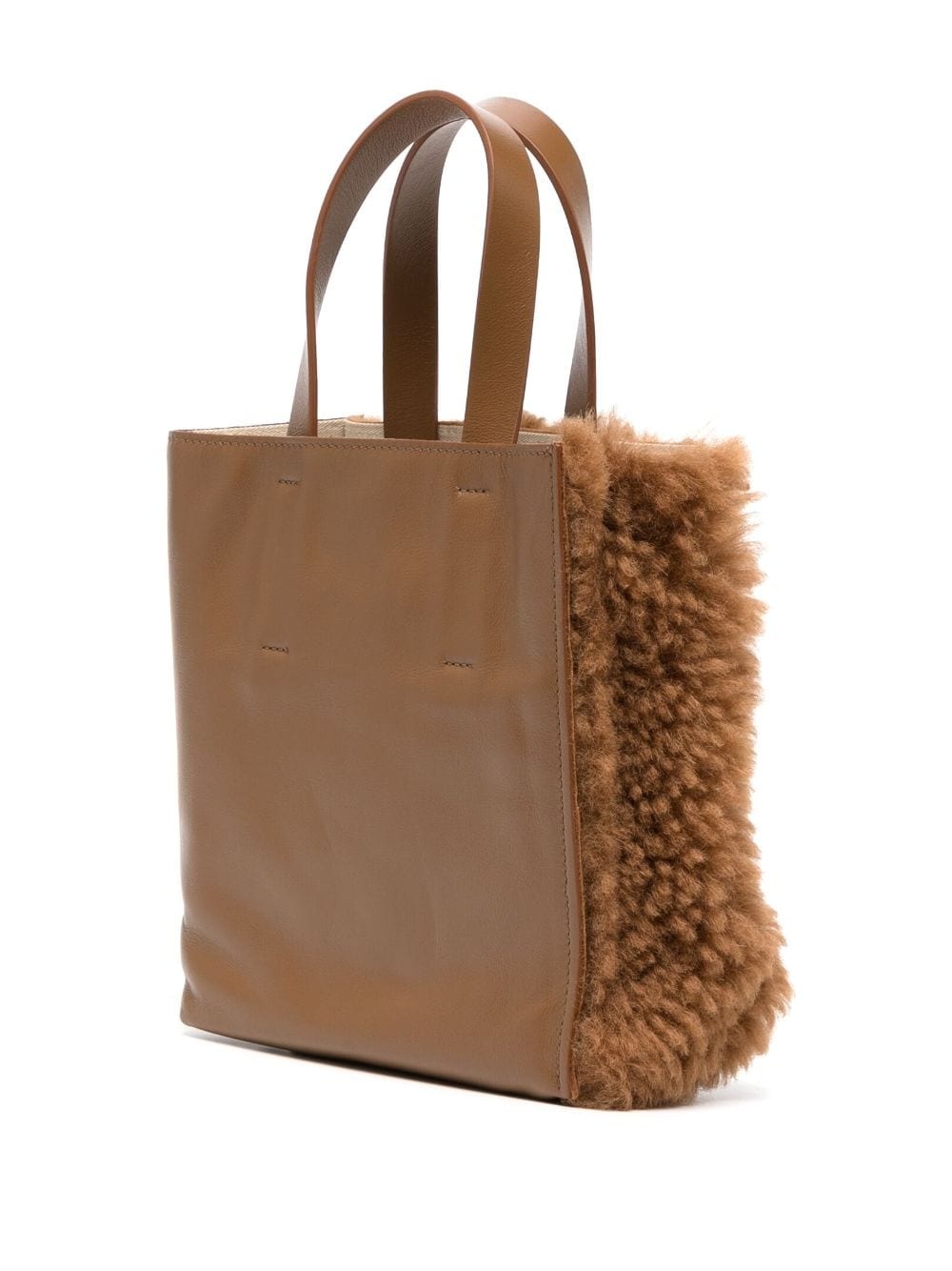 logo-patch shearling tote bag - 3