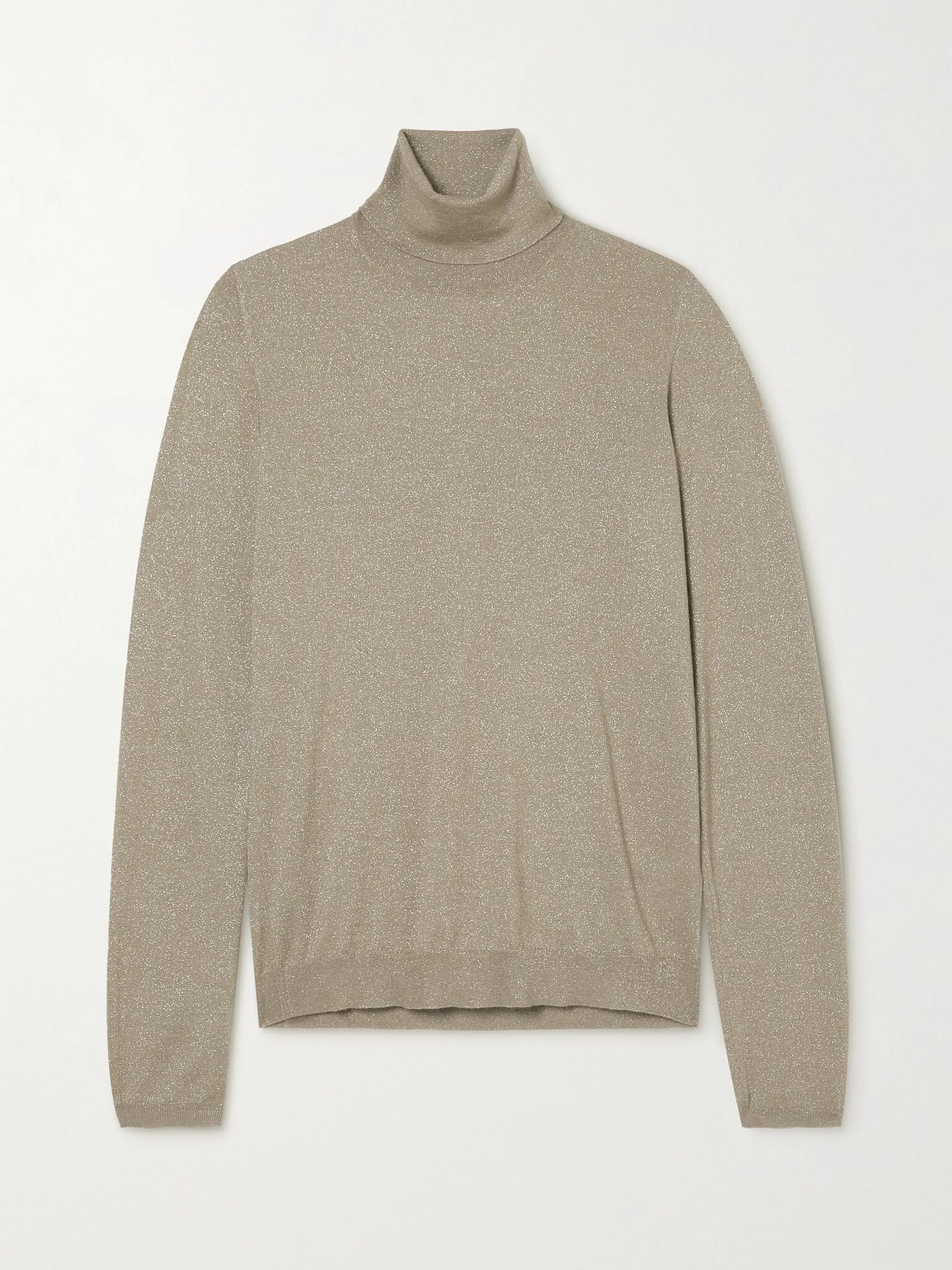Metallic cashmere-blend turtleneck sweater Camel - 1