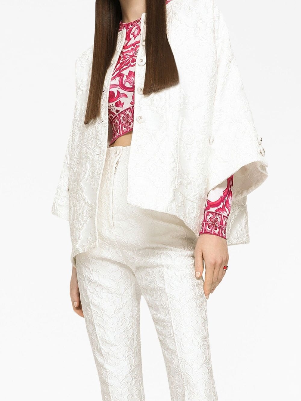 brocade cape-style jacket - 5