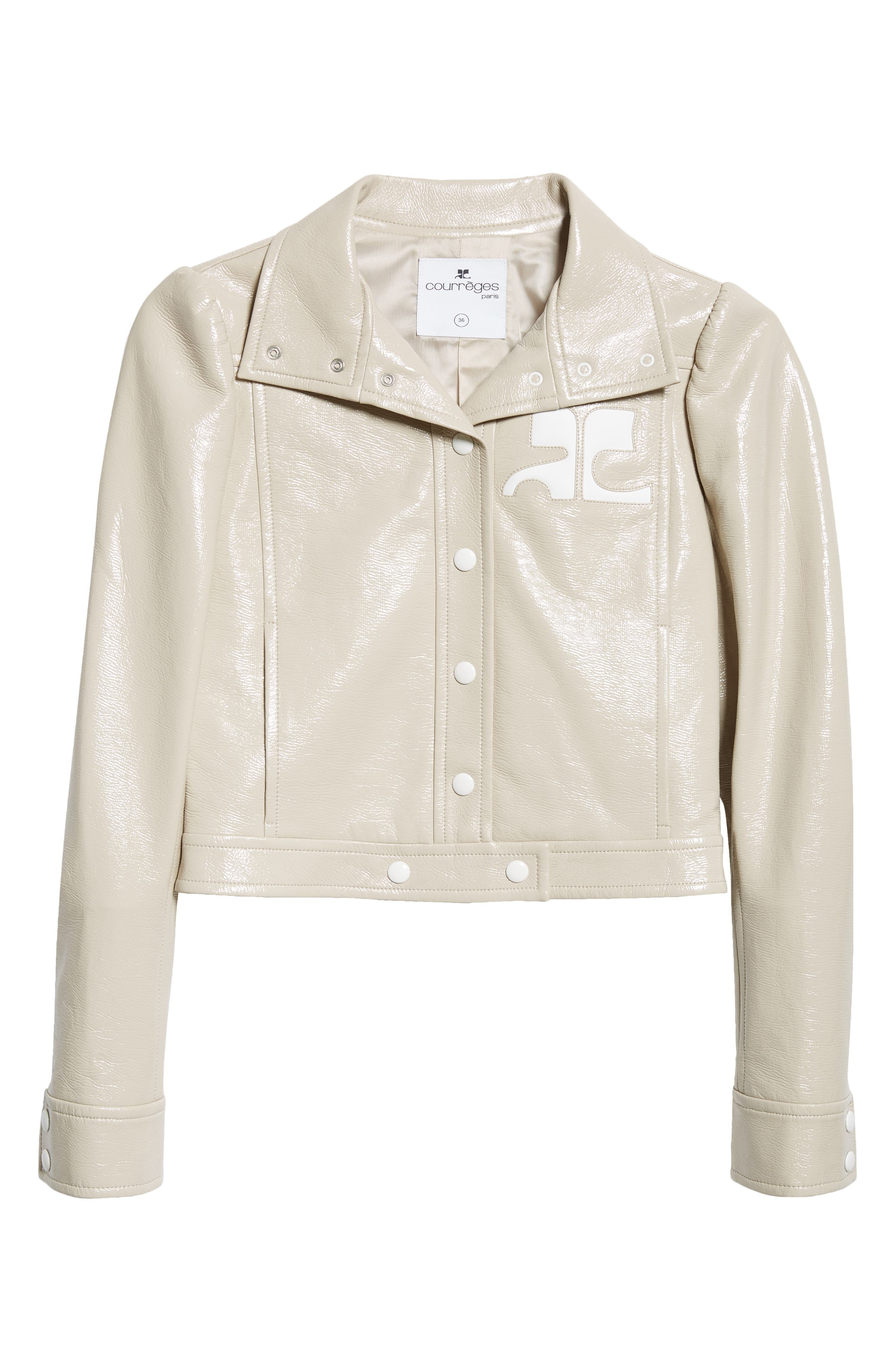 Courrèges Re-Edition Vinyl Jacket in Mastic Grey at Nordstrom - 7