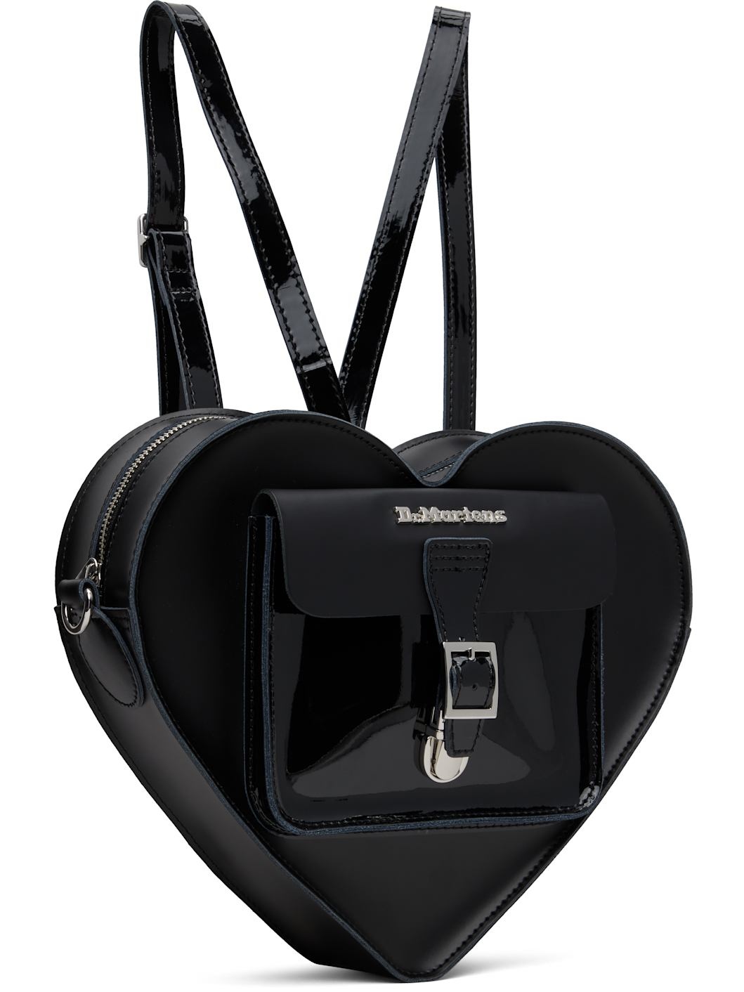 Black Heart Shaped Leather Backpack - 2
