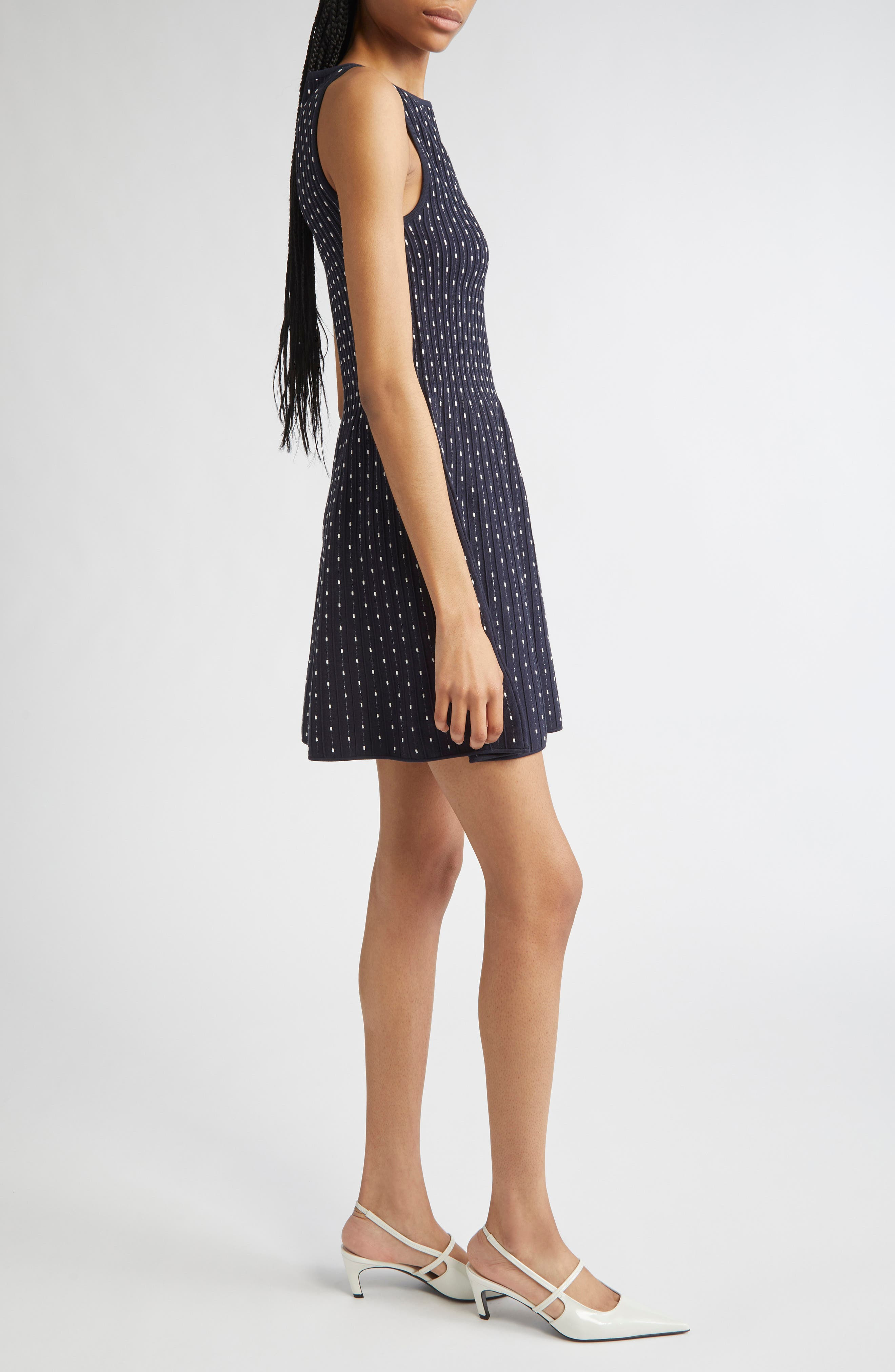 Emporio Armani Dot Sleeveless Fit & Flare Minidress in Fancy Blue at Nordstrom - 3