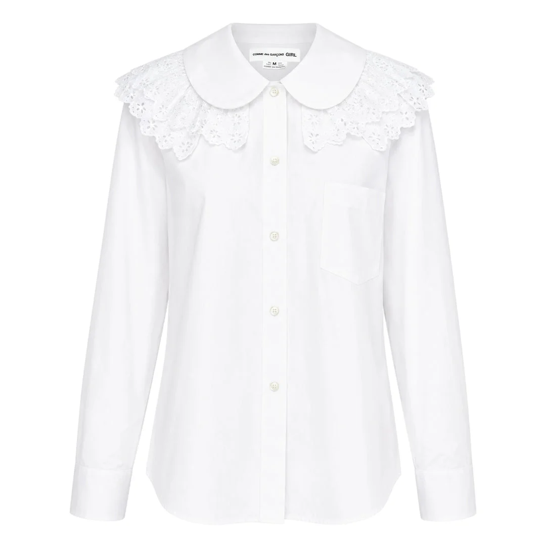 Lace Collar Peter Pan Blouse - 1