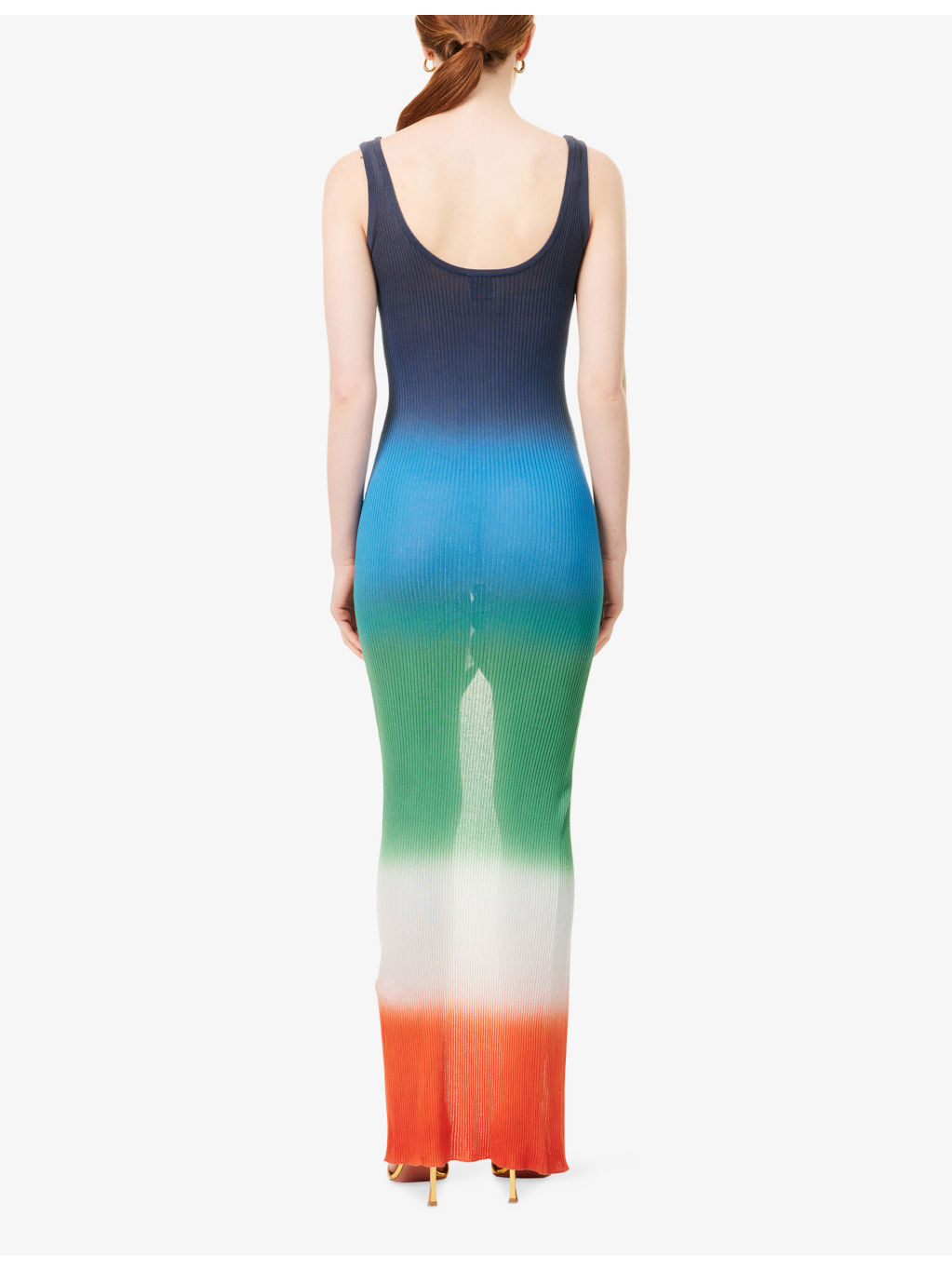 Gradient Ribbed Cotton-Blend Maxi Dress - 4
