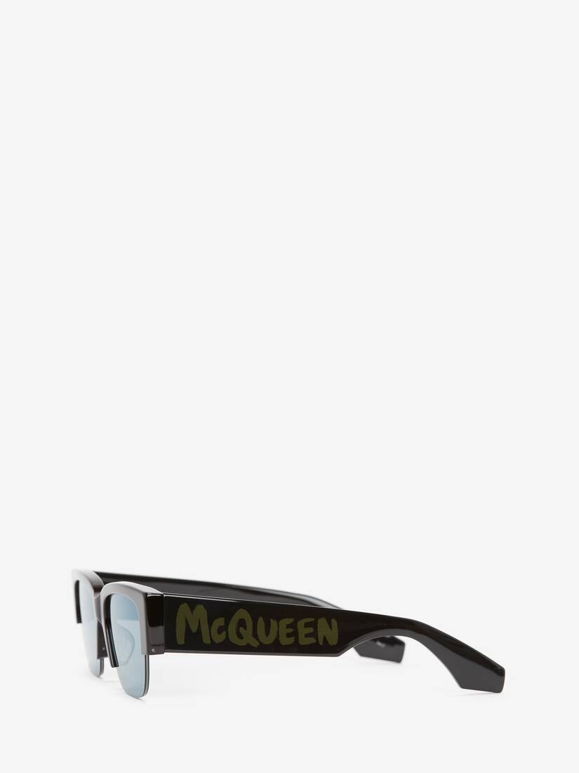 McQueen Graffiti Square Sunglasses in Black/green - 3