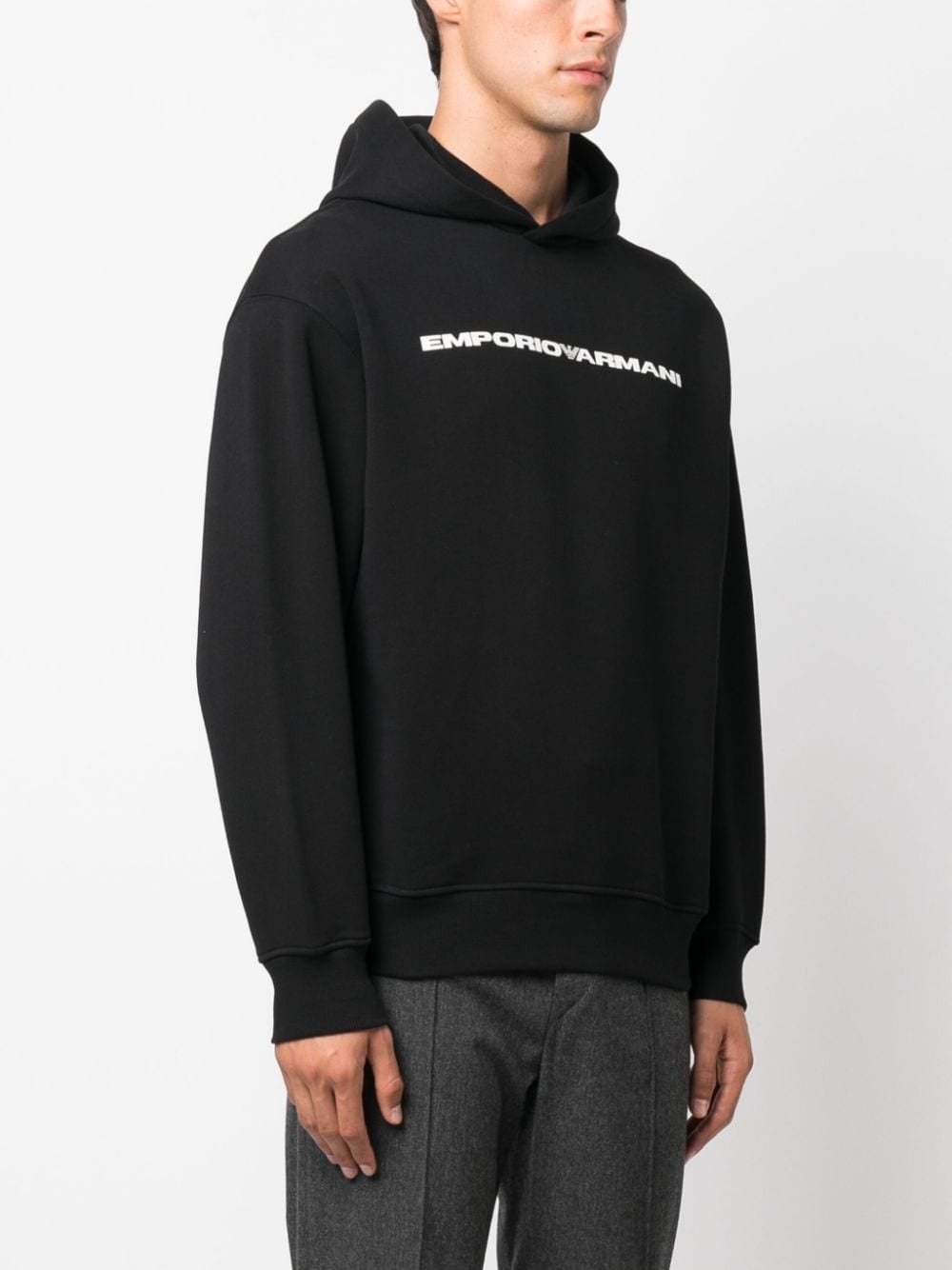 logo-print cotton hoodie - 3