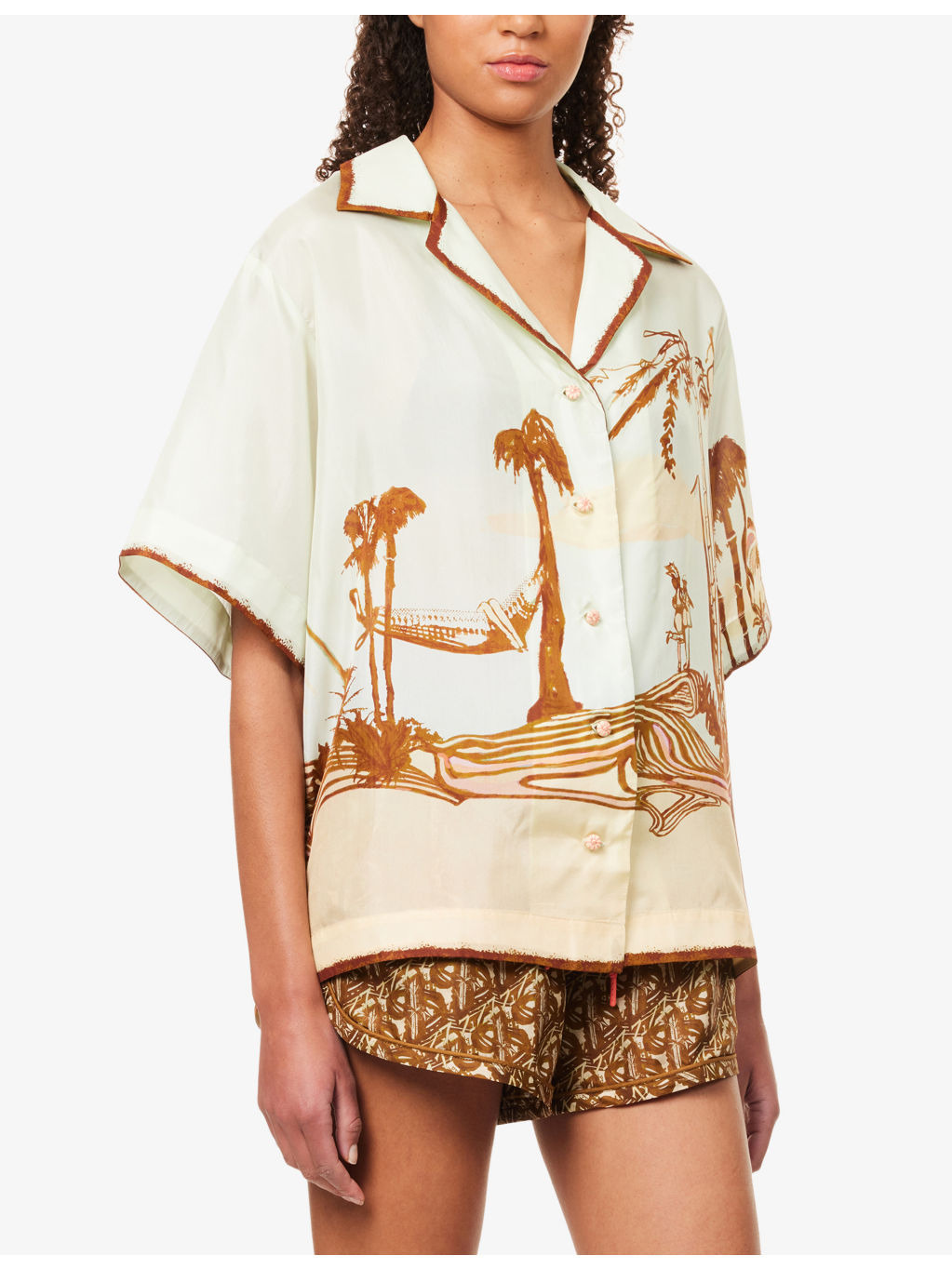 Coco Short-Sleeve Silk Shirt - 3