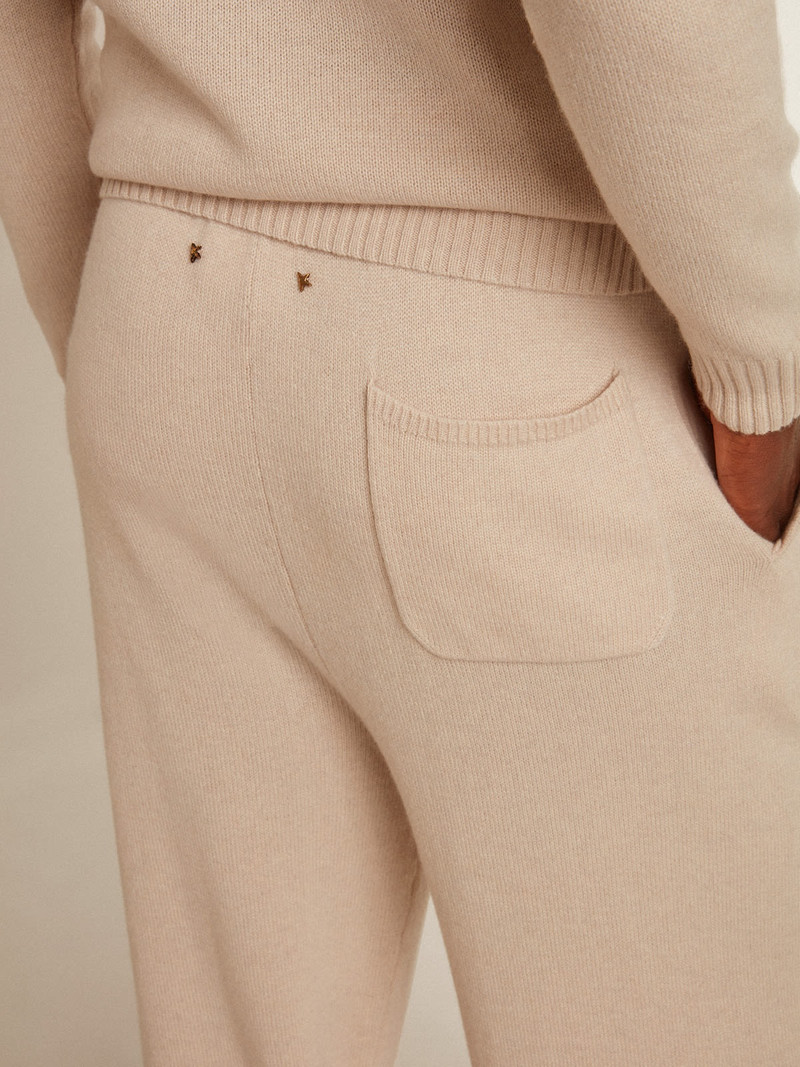 Men’s white cashmere blend joggers 5