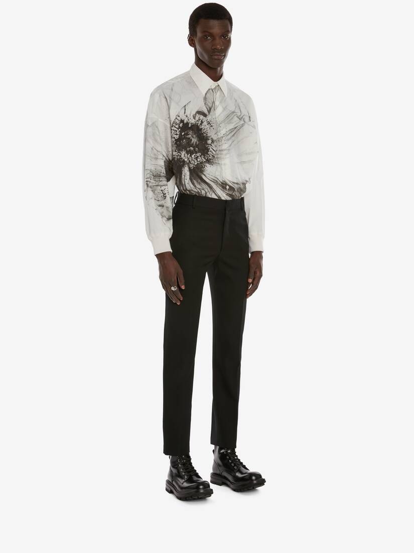 Flower Print Harness Shirt in White - 3