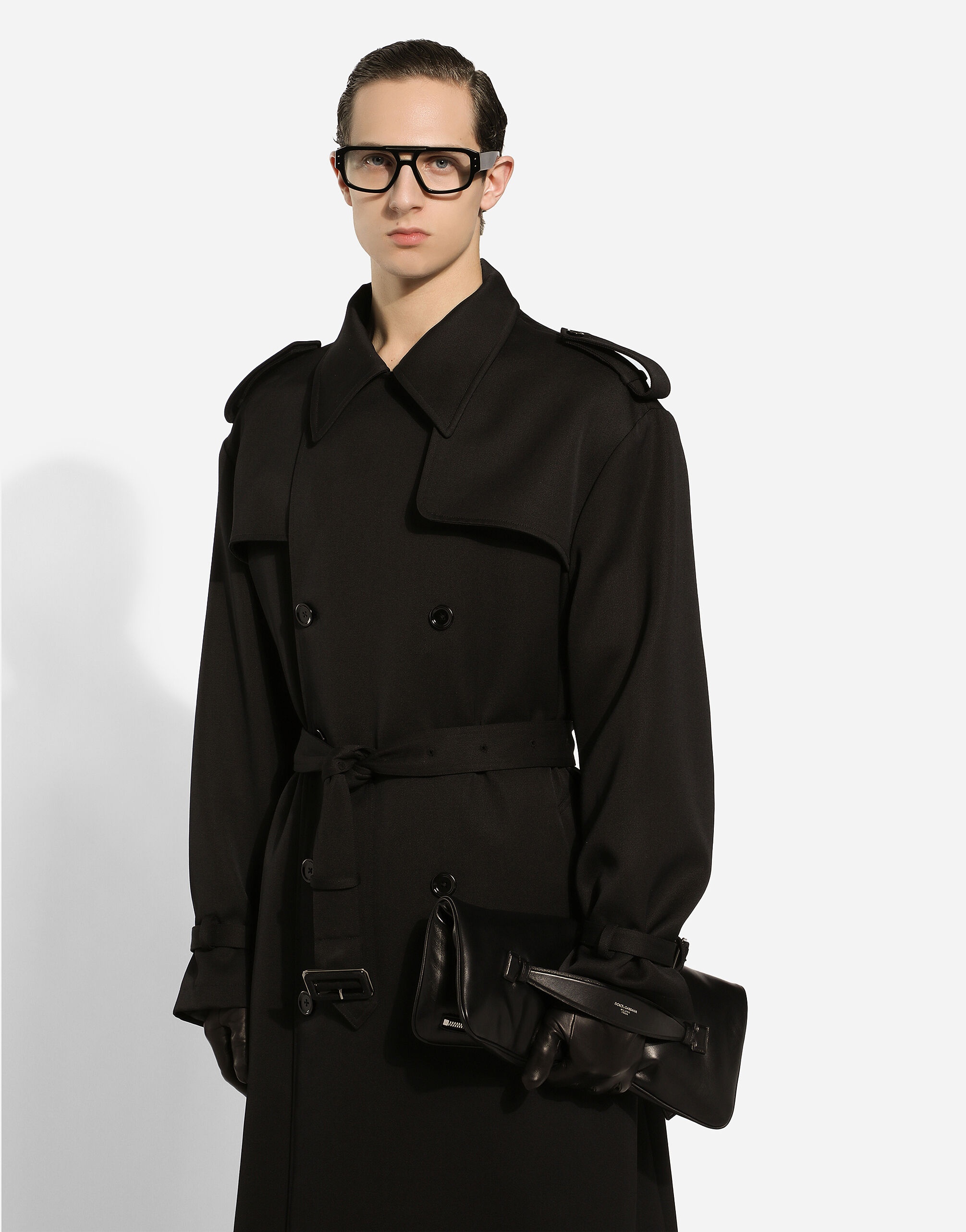 Double-breasted wool trench coat - 4