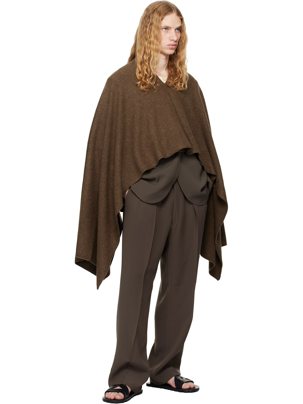 Brown Stole Poncho - 4