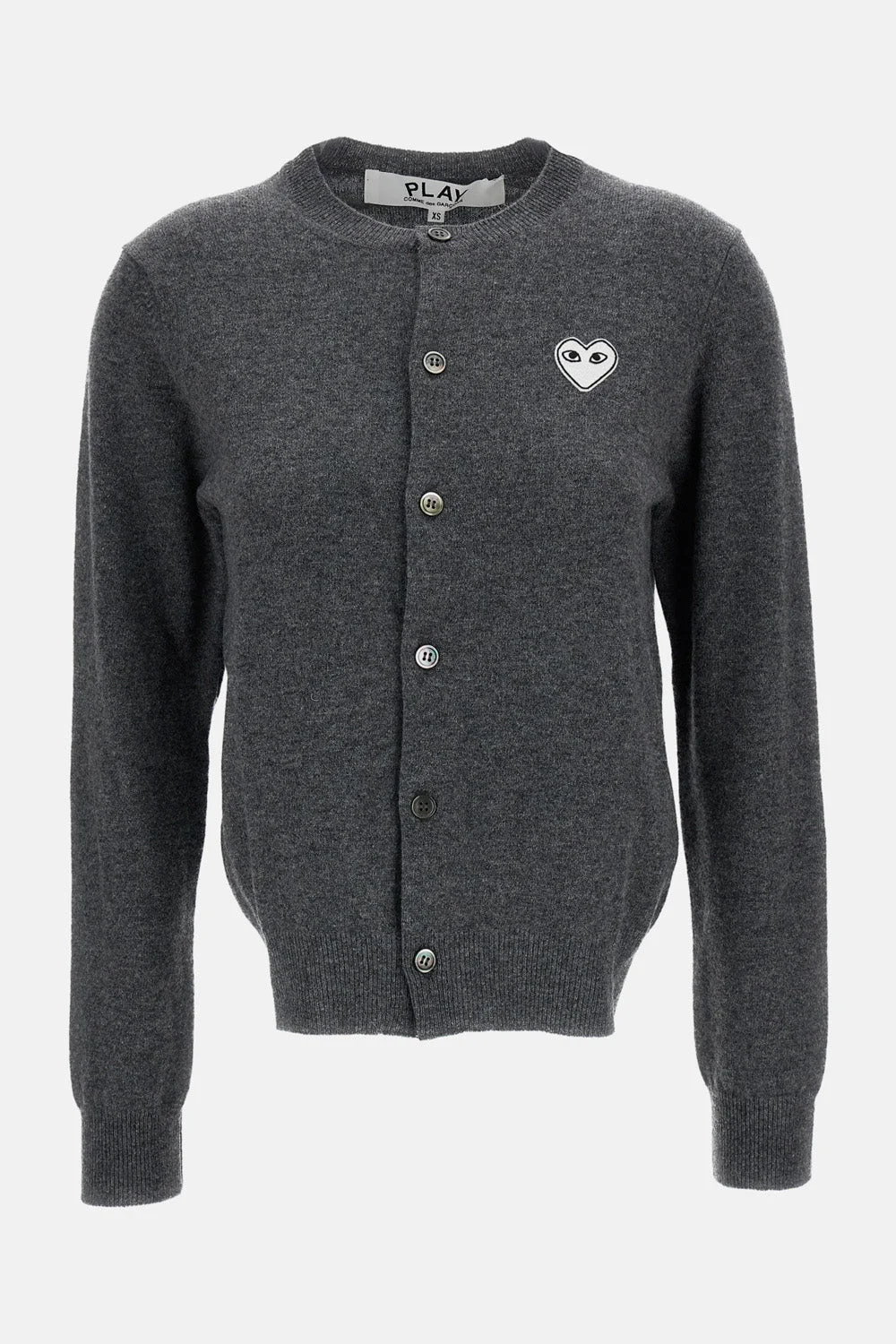 CARDIGAN CREW NECK WHITE HEART EMBLEM - 1