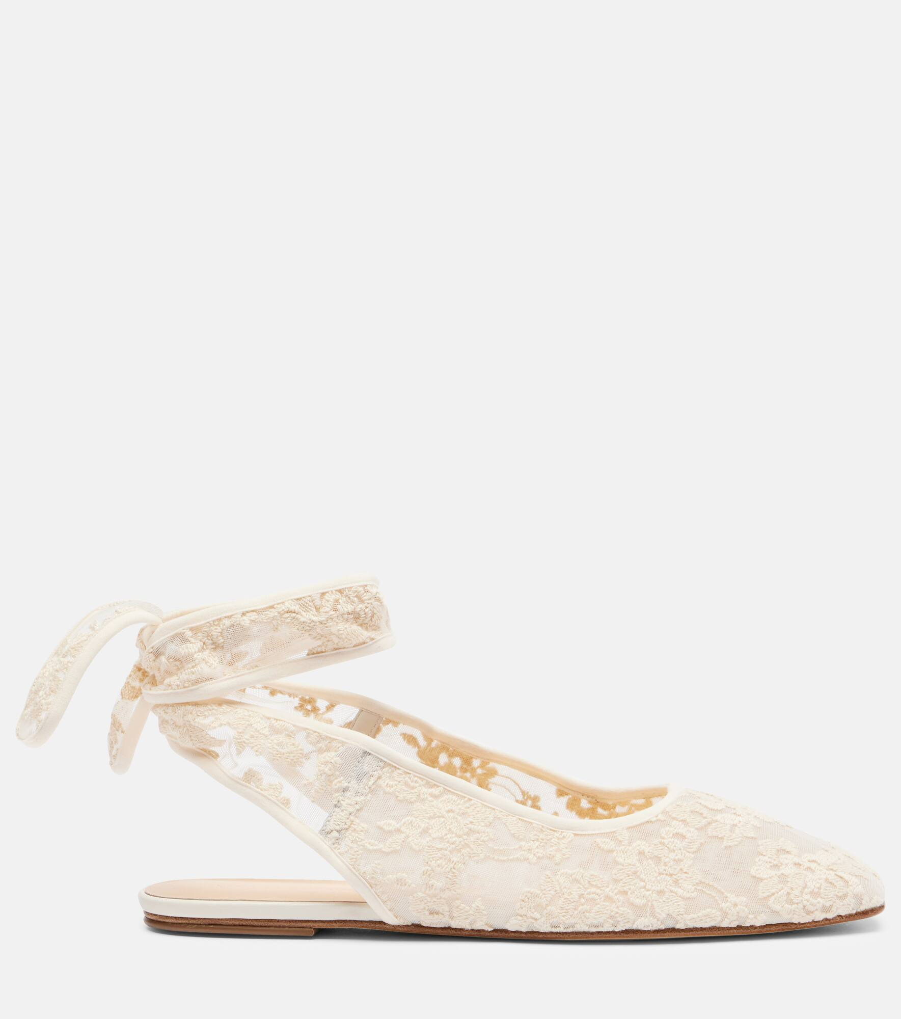 Lace slingback flats - 4