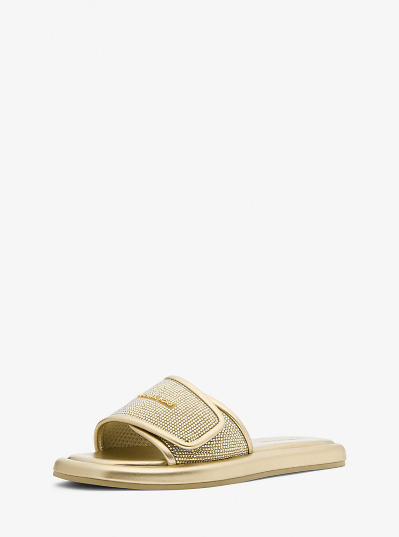 MICHAEL KORS Suki Embellished Metallic Slide Sandal outlook