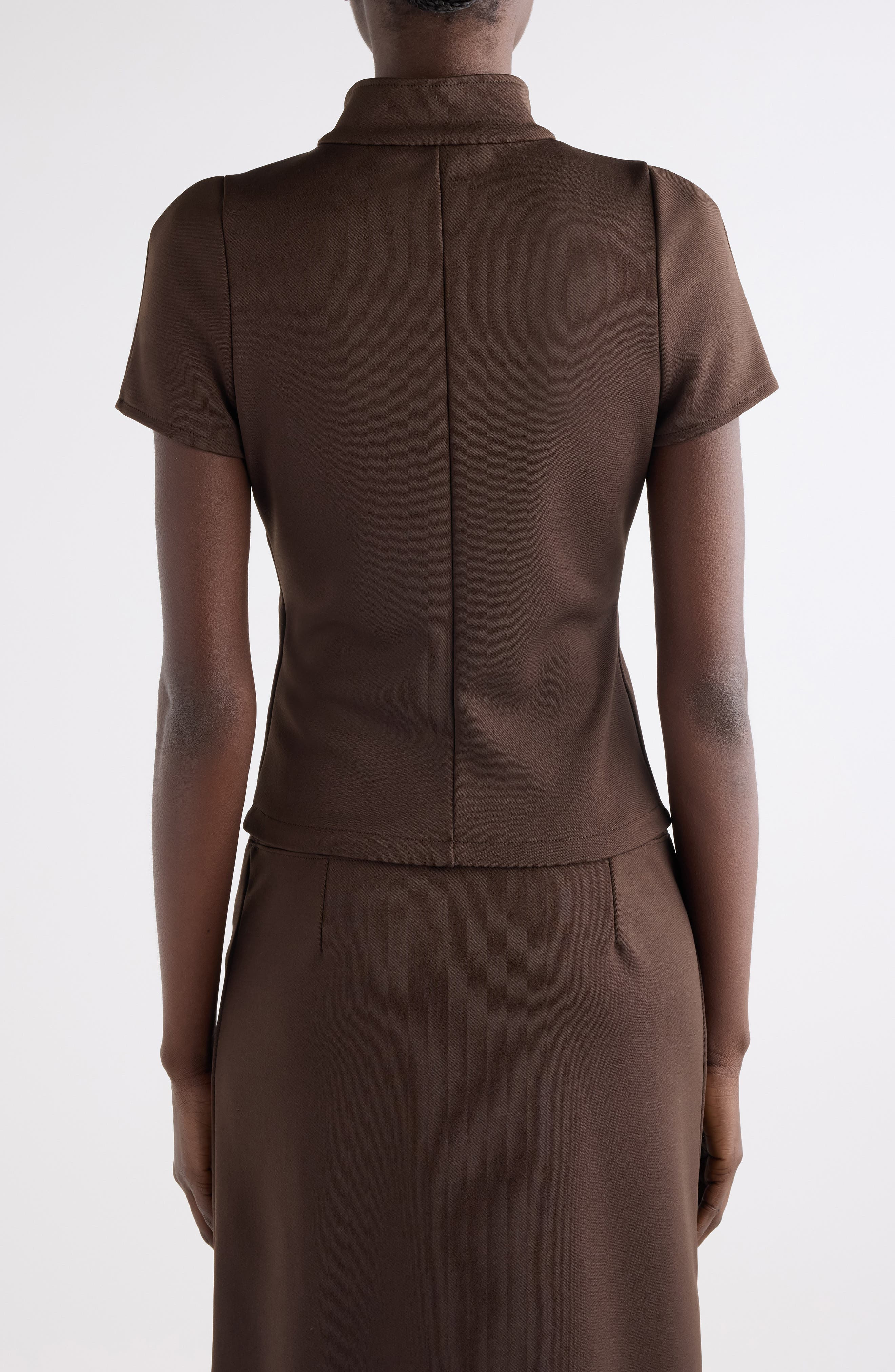 Courrèges Interlock Full Zip Top in Chocolate at Nordstrom - 3