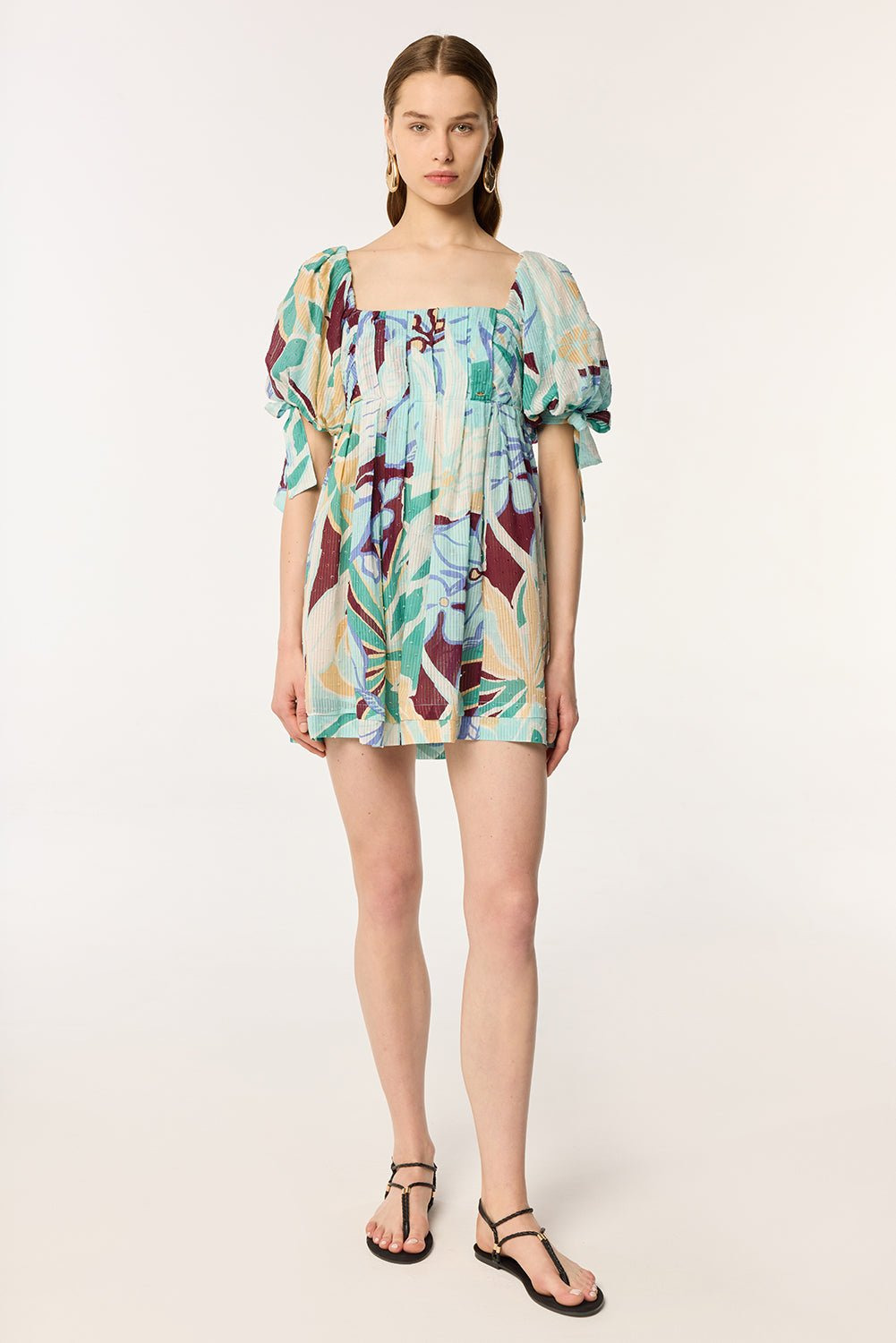 Mini Dress Catalina - Aqua Macro Lilium - 3