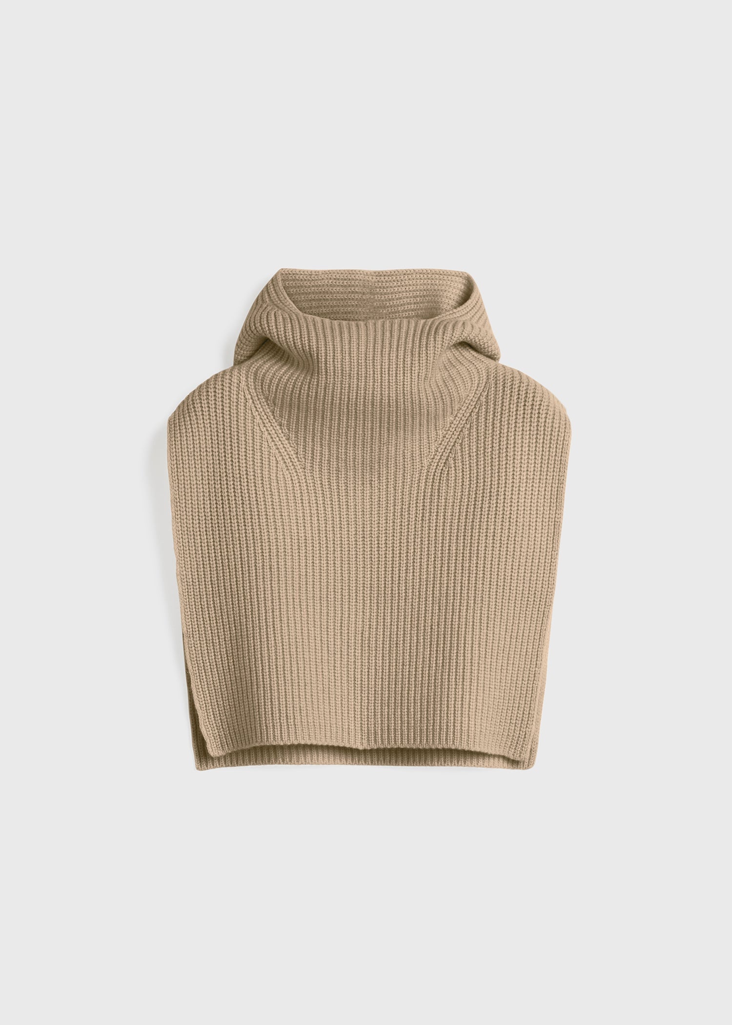 Ribbed wool hoodie bib biscuit - 5