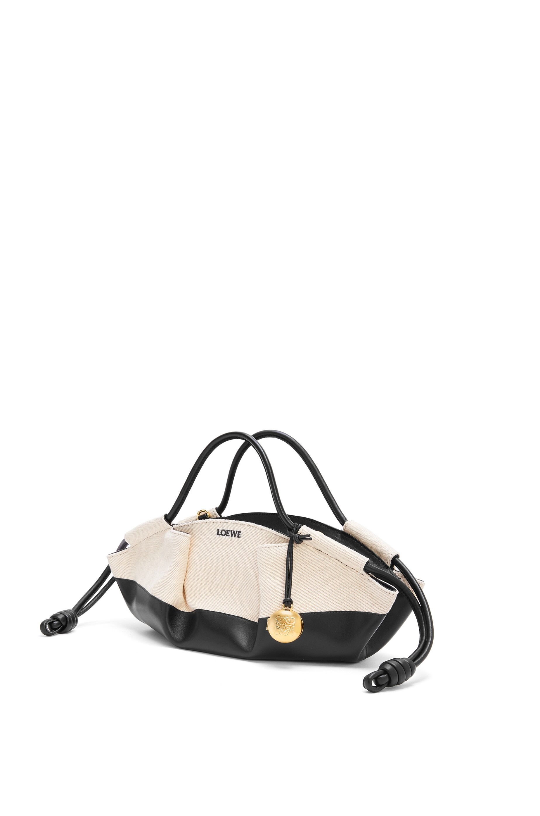 Small Paseo bag in shiny nappa calfskin and canvas - 4