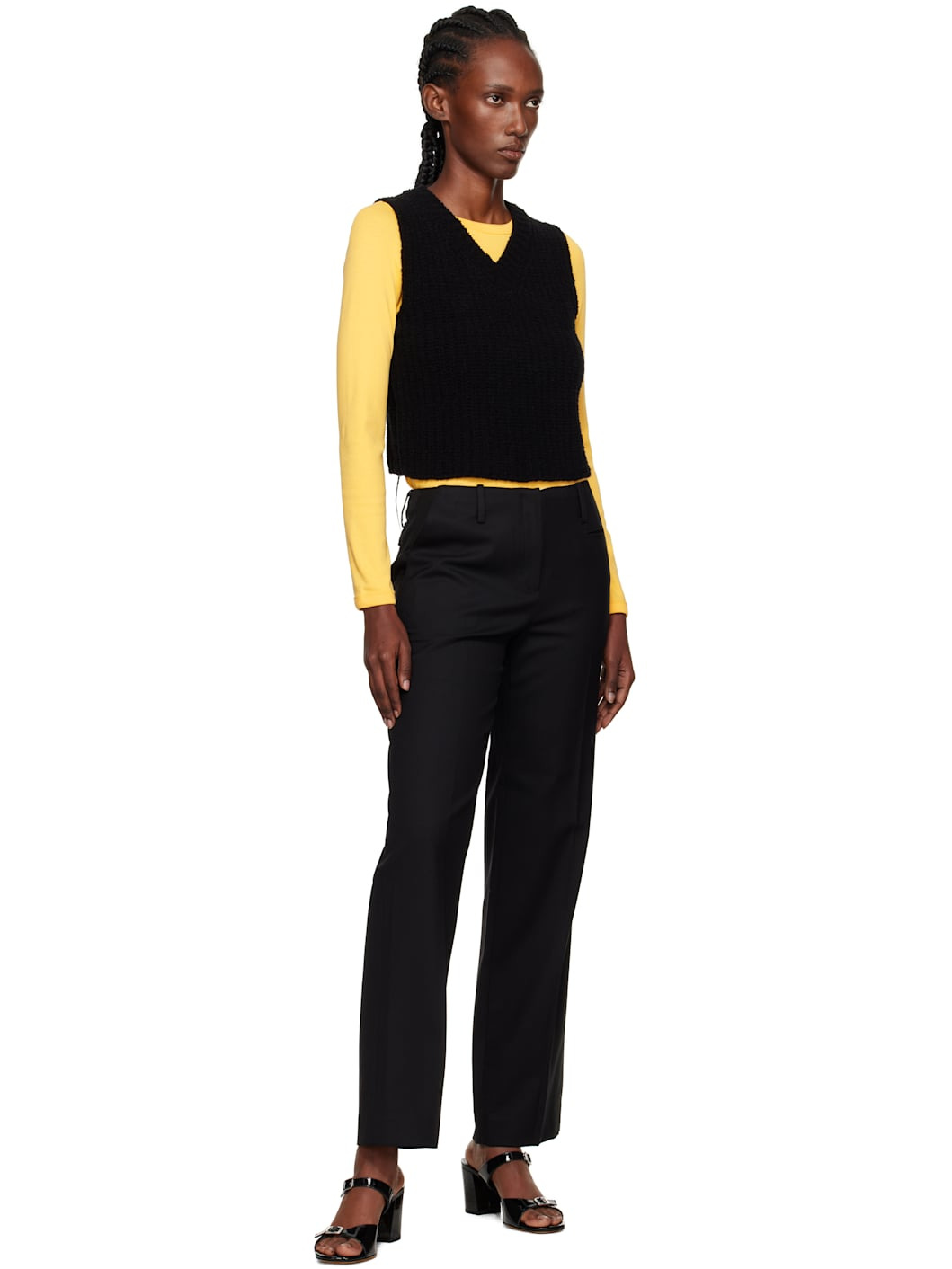 Black Low-Rise Tailored Wool Trousers - 4