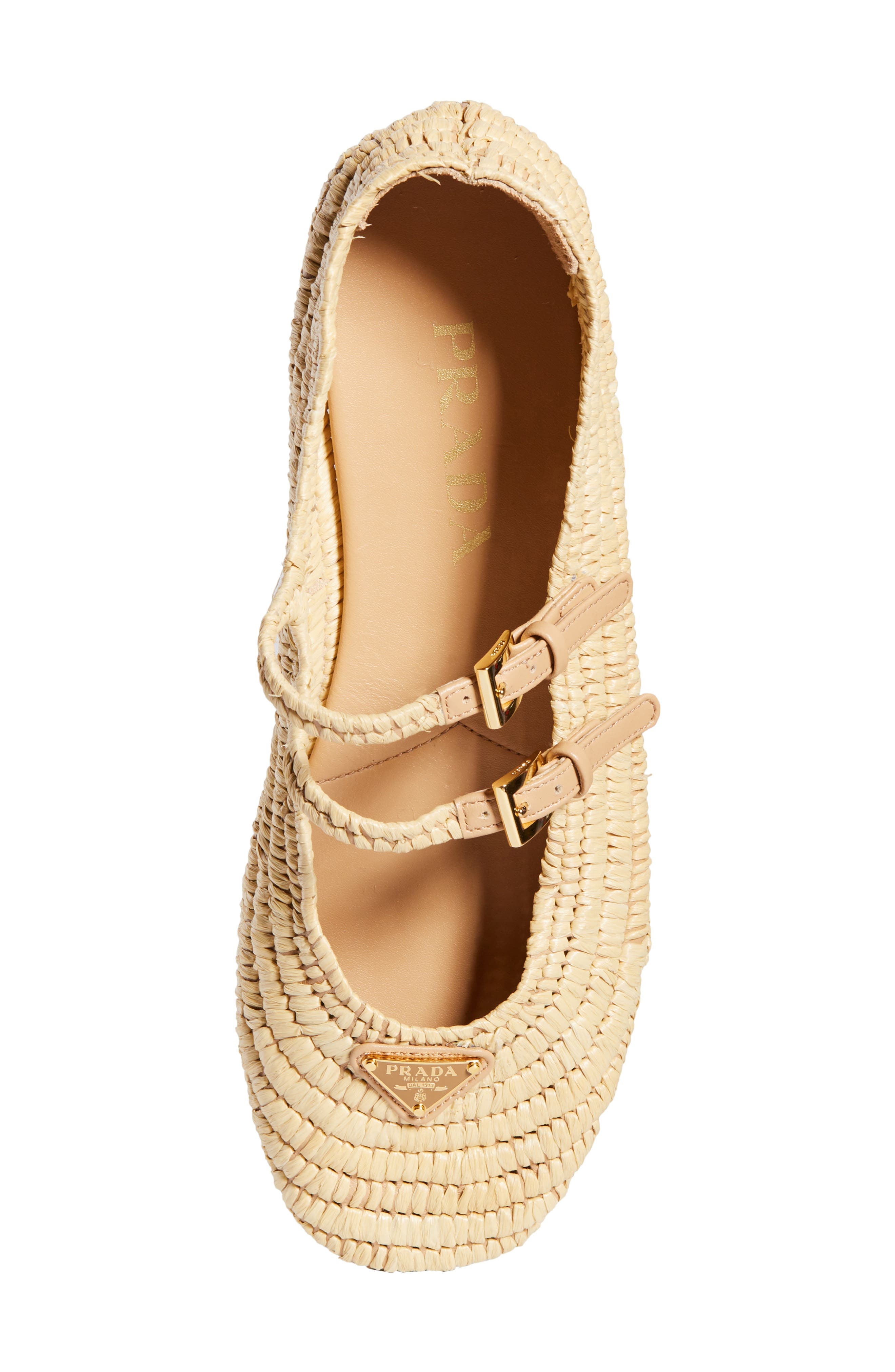 Prada Raffia Mary Jane Flat in Naturale at Nordstrom - 5