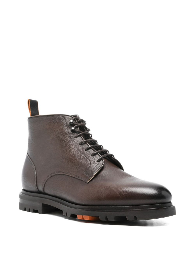 Santoni lace-up leather boots outlook