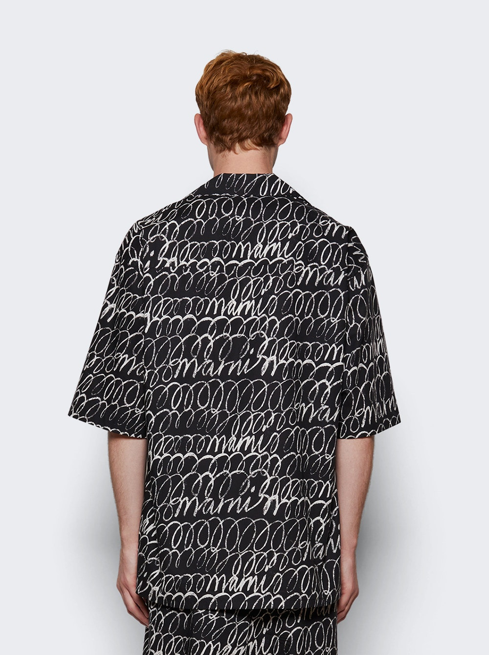 Tropical Wool Bowling Shirt Black - 5