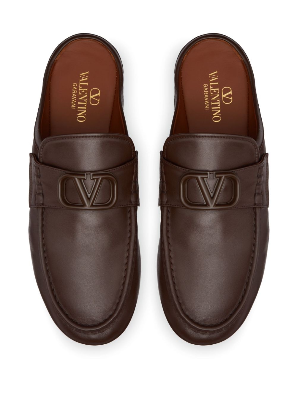 VLogo leather slippers - 4