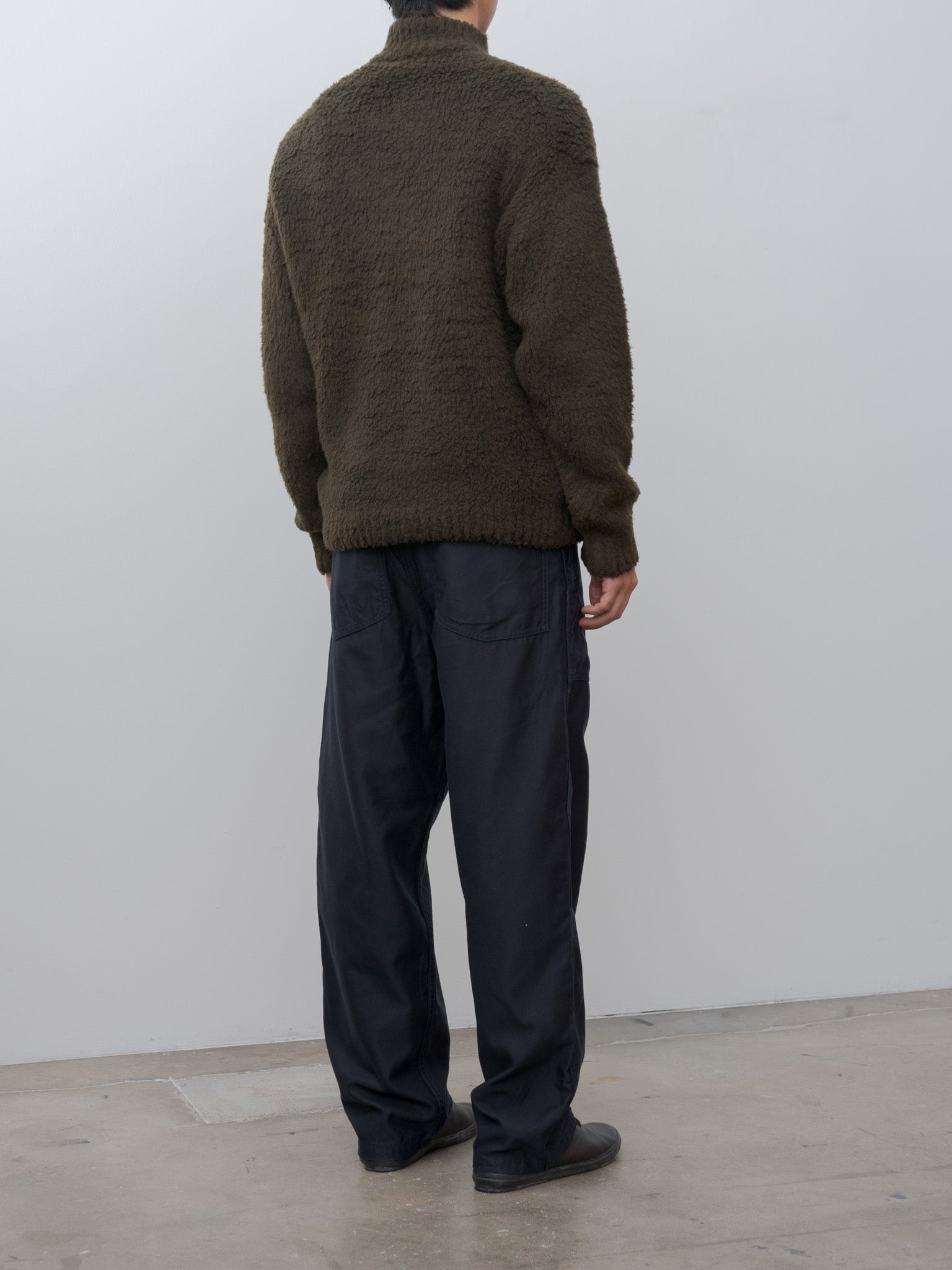 Merino Wool Boa Knit Half Zip P/O - Dark Brown - 4