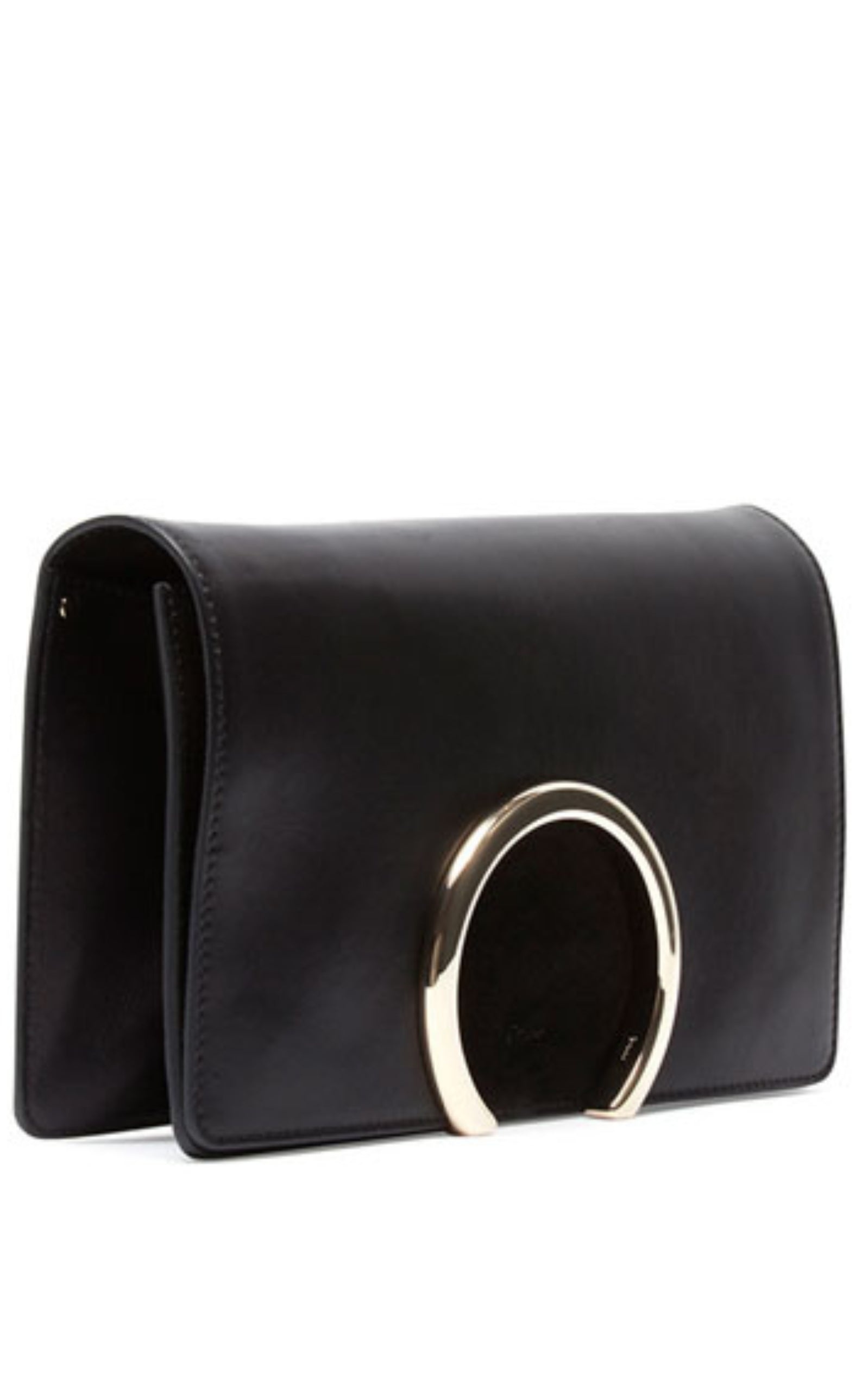 Gabrielle Black Leather Clutch - 3