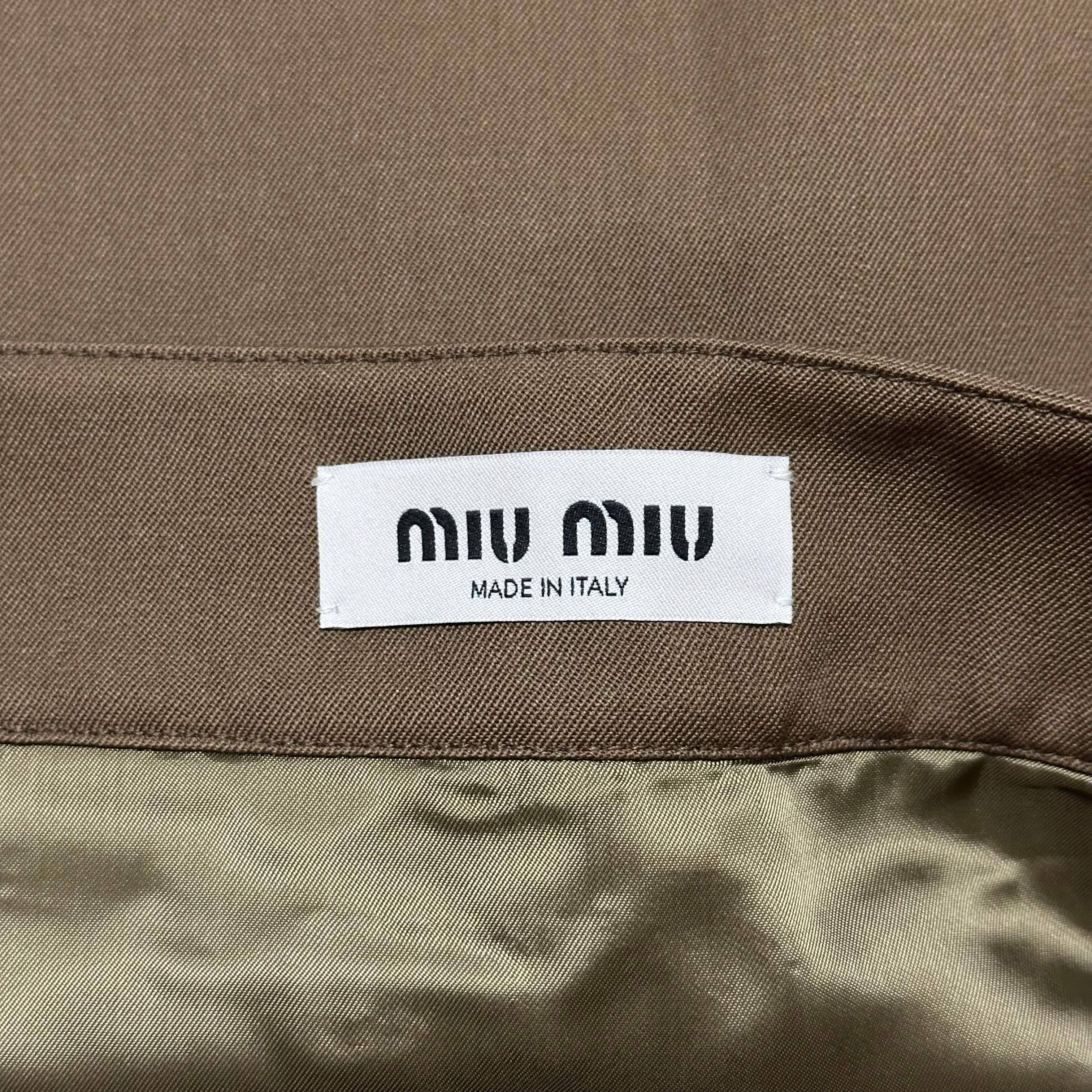 MIU MIU Spring Summer 2024 Mud Gabardine Mini Skirt - 6
