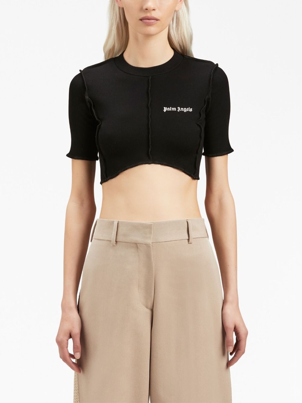 logo-print cropped top - 3