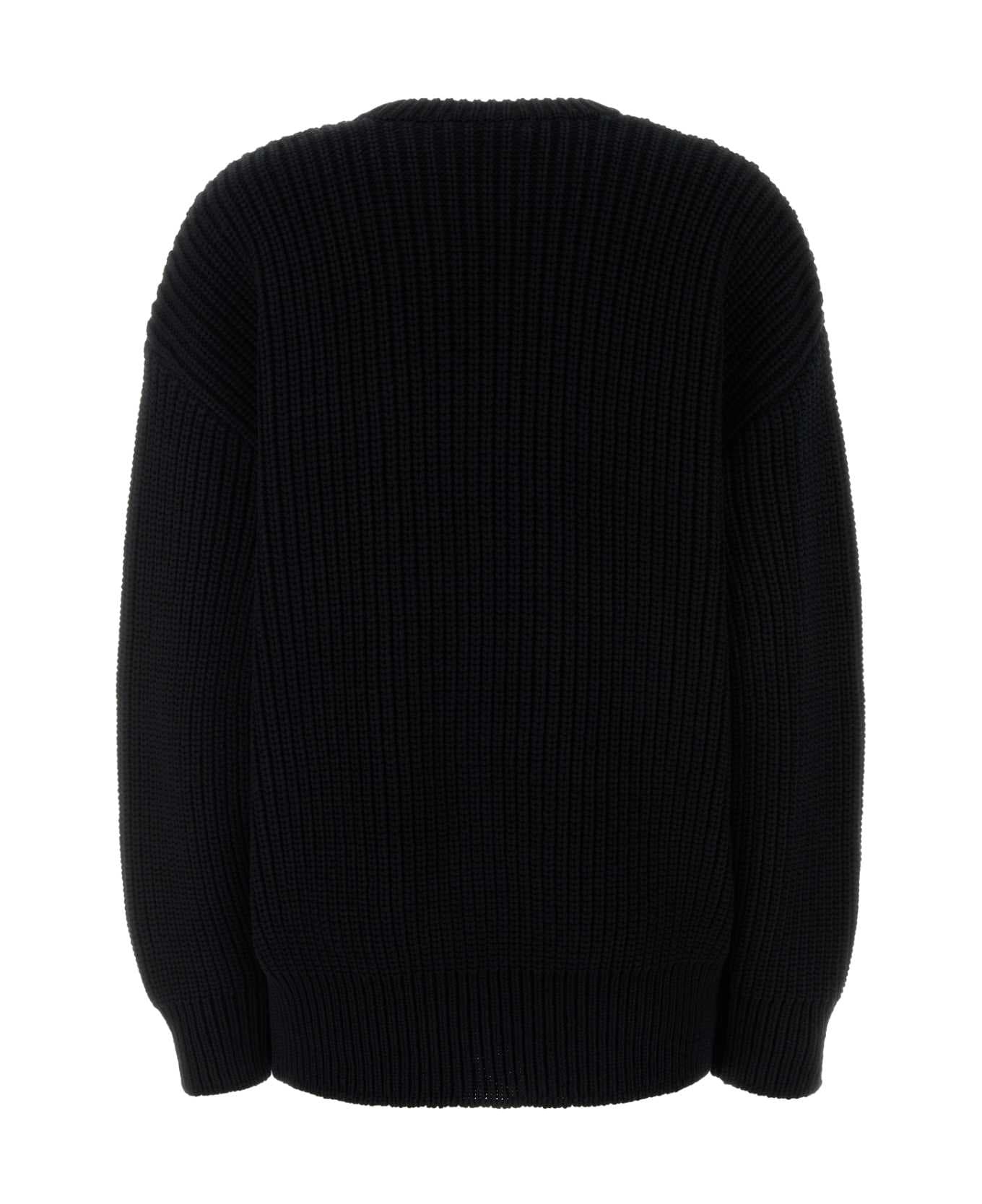 Black Cotton Oversize Sweater - 2