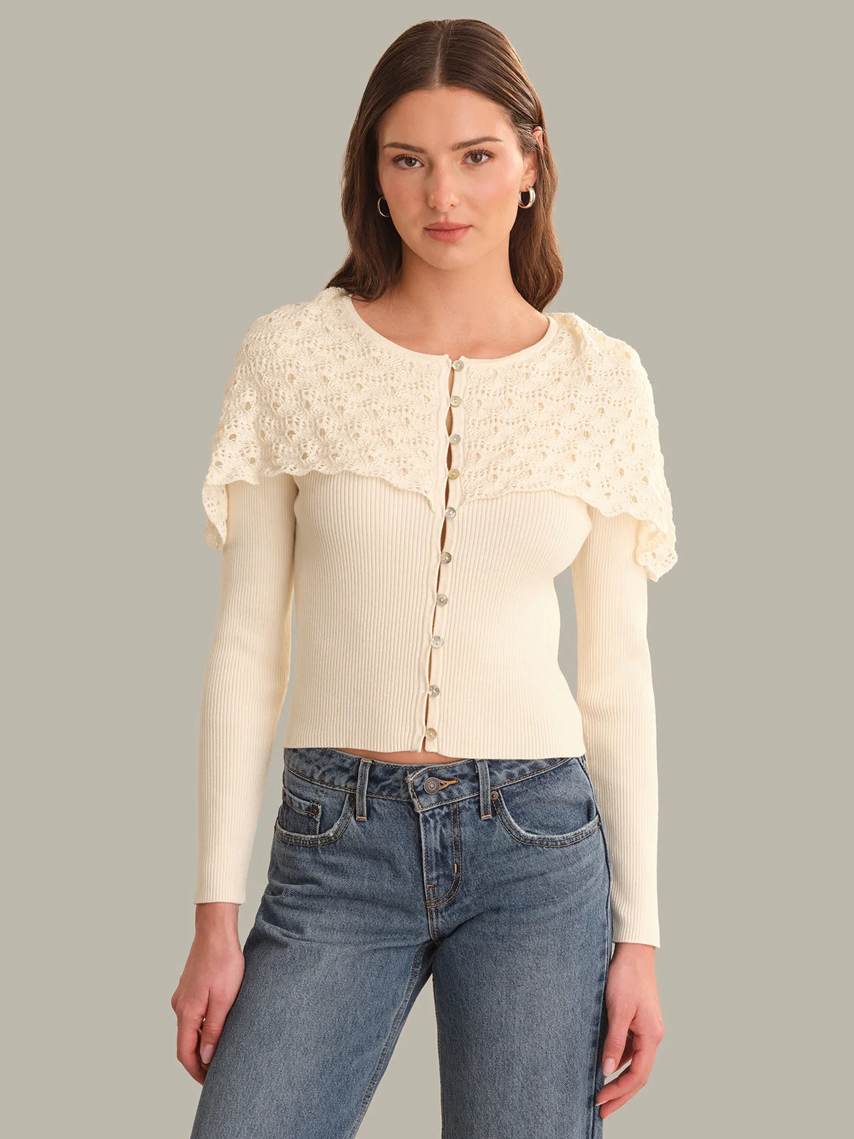Beatrice Cape Crochet Like Cardigan - 1