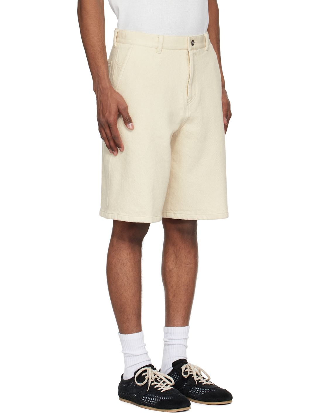 Off-White Cotton Twill Shorts - 2