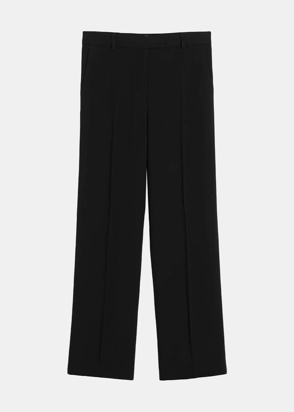 Black Pressed-Crease Straight Trousers - 1