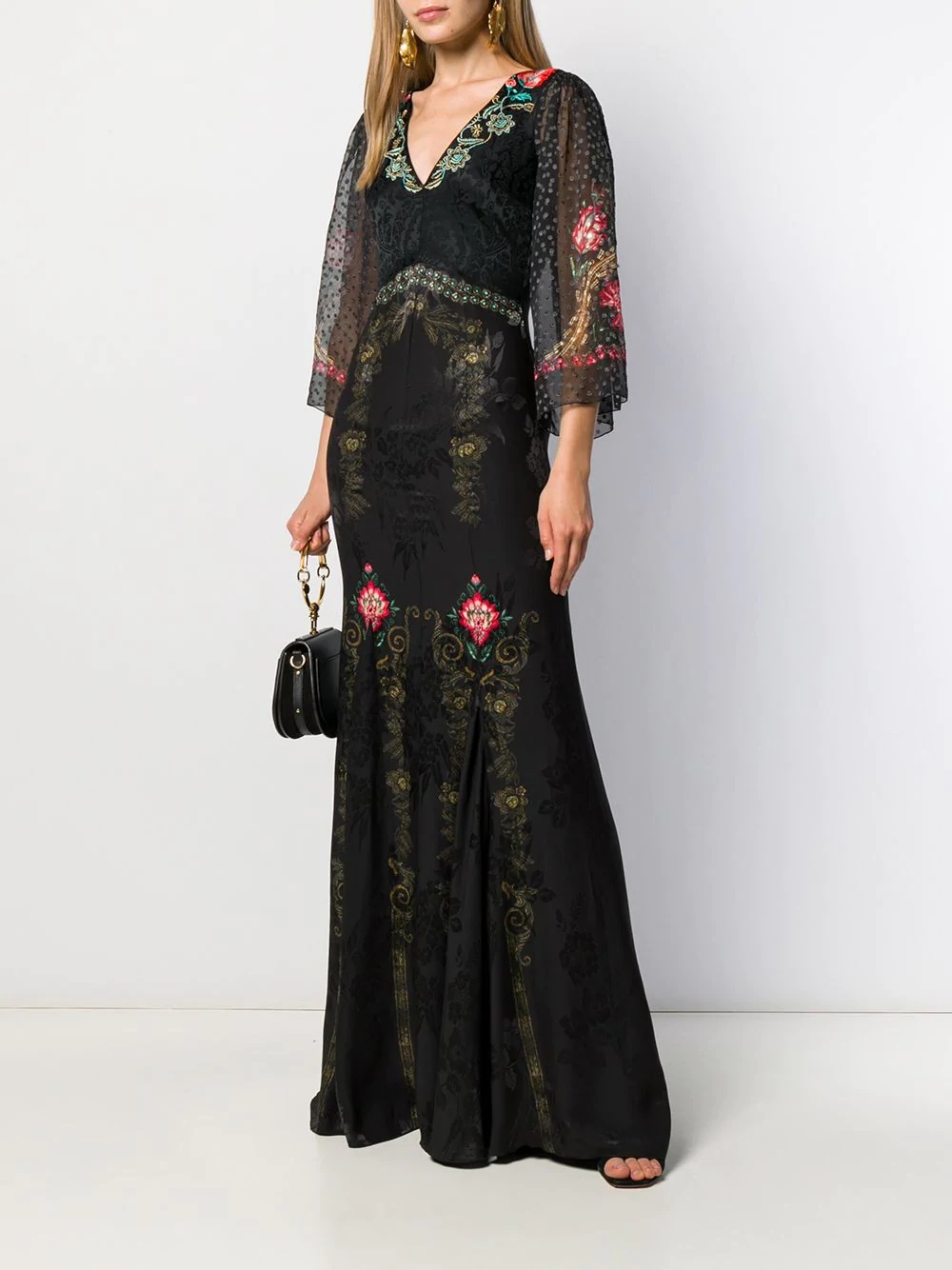 floral brocade long dress - 2