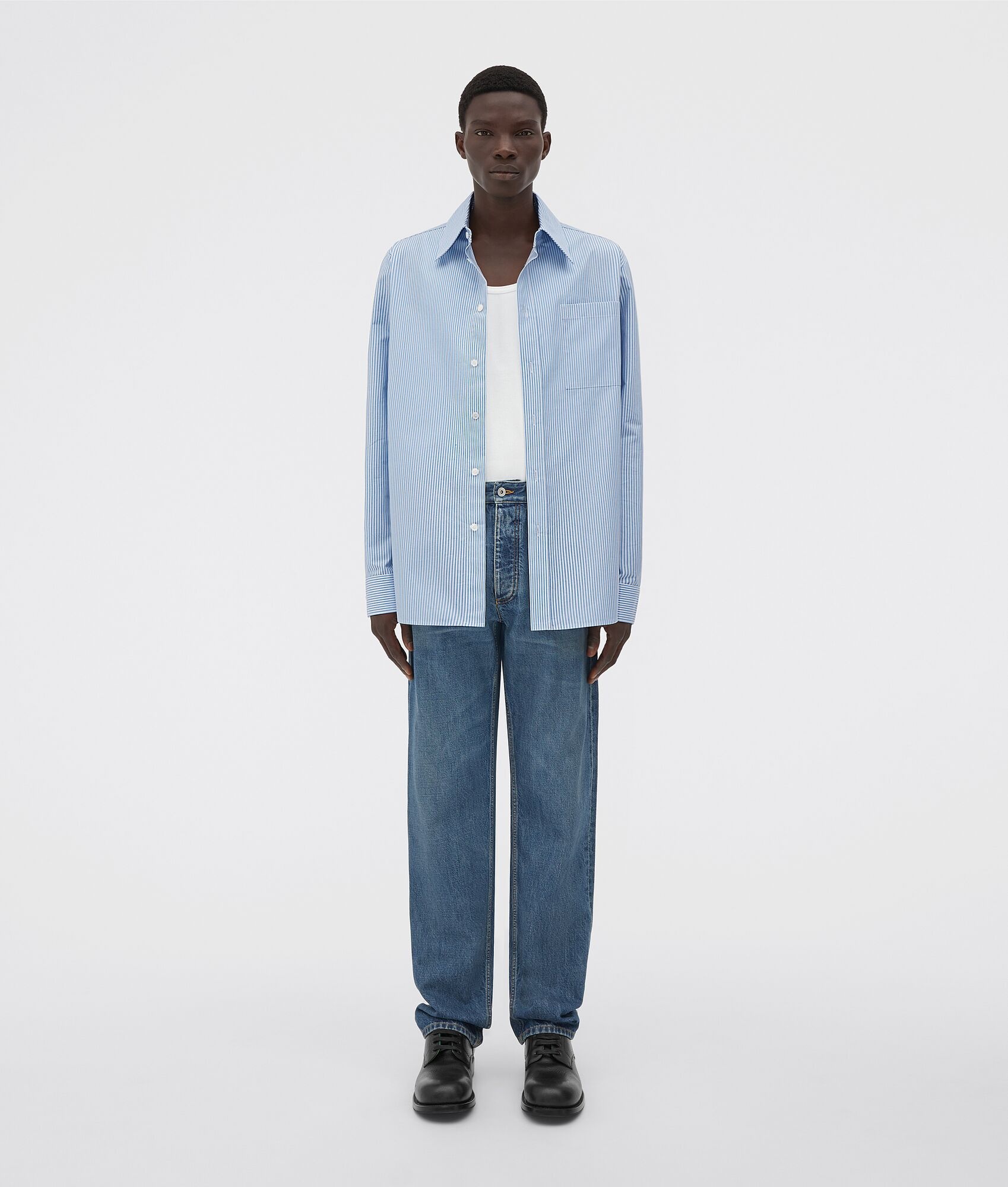 Bottega Veneta striped compact cotton shirt | REVERSIBLE