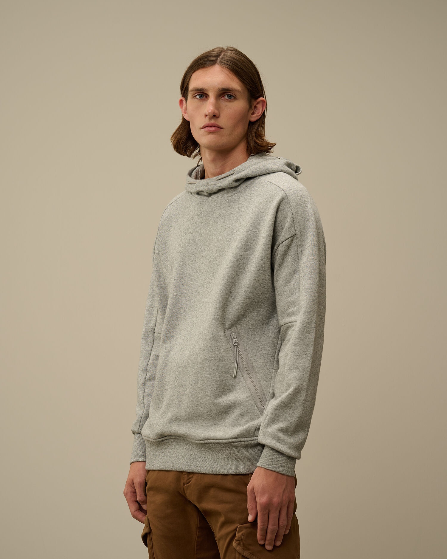 Diagonal Raised Fleece Goggle Hooded Sweatshirt - 2