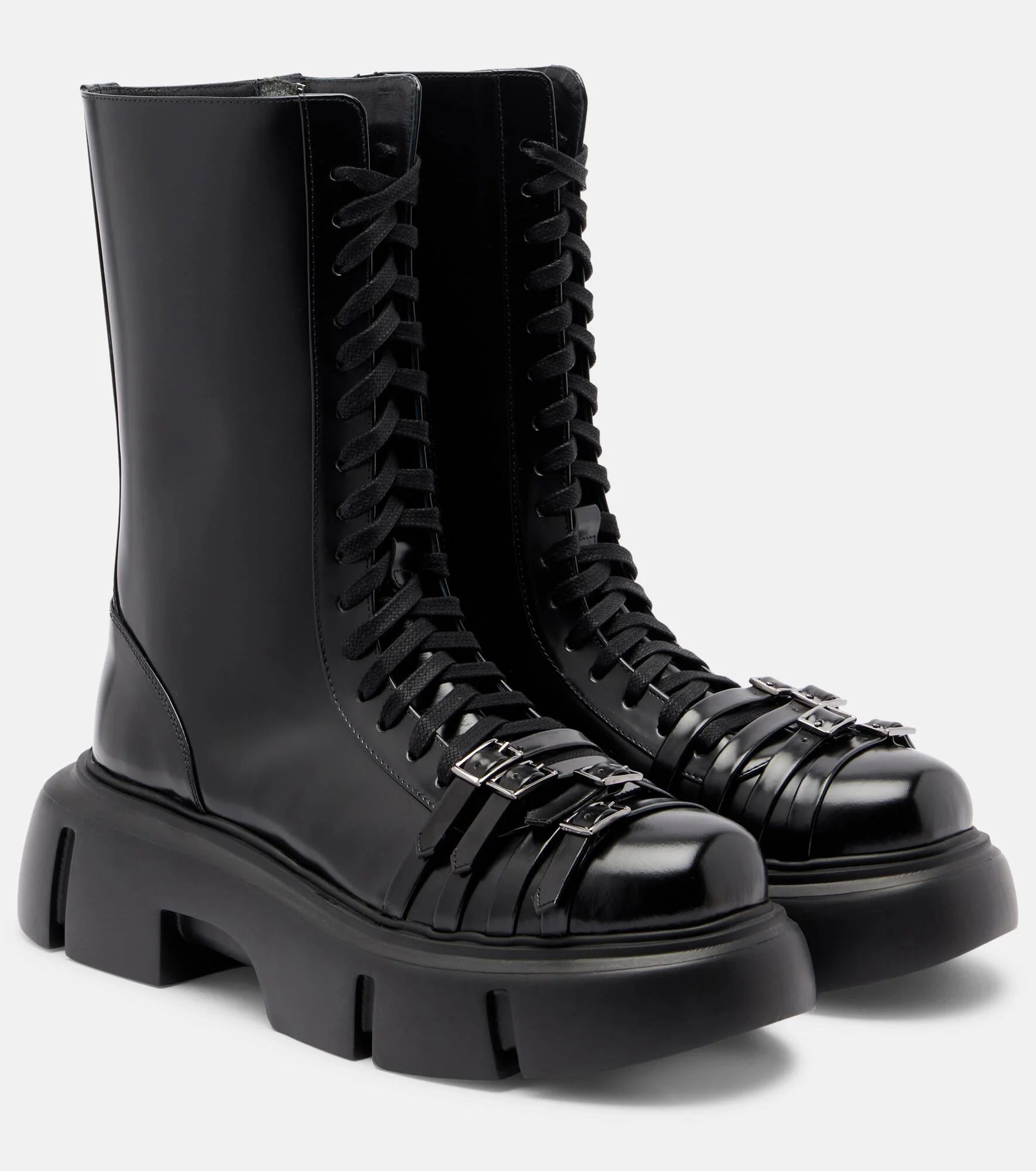 Platform leather combat boots - 1