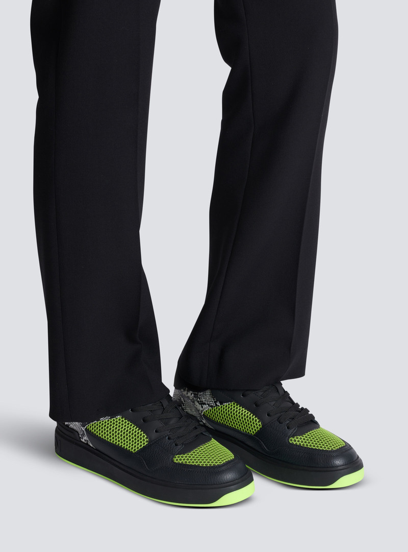 Balmain B-Court Flip snakeskin-effect leather and mesh trainers outlook