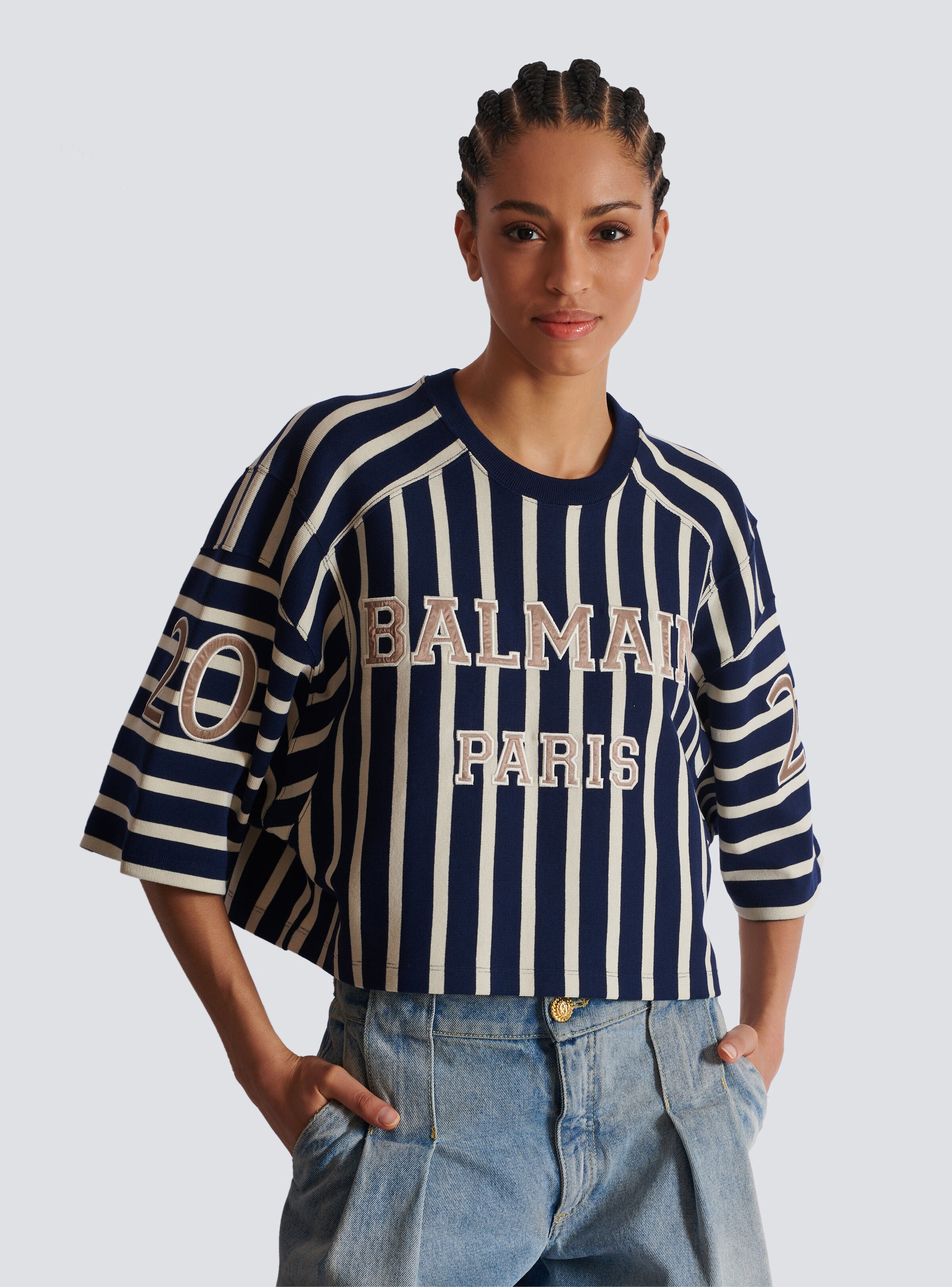 Striped Balmain Baseball T-shirt - 6