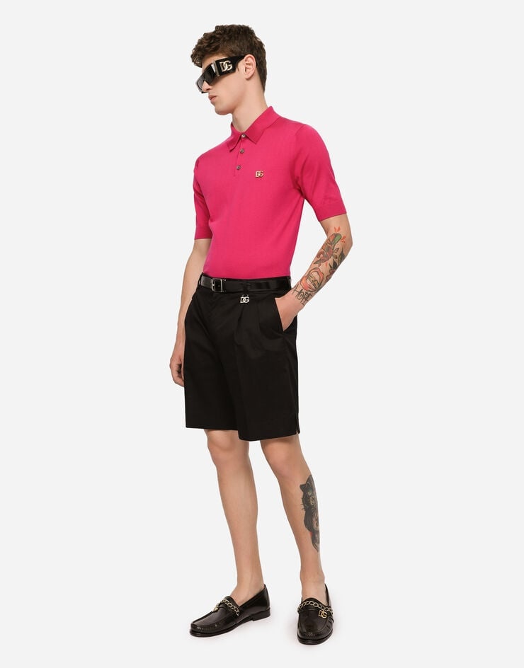 Stretch cotton shorts with DG patch - 4