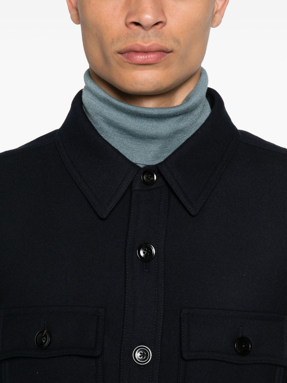 button-down flap-pocket shirt jacket - 5